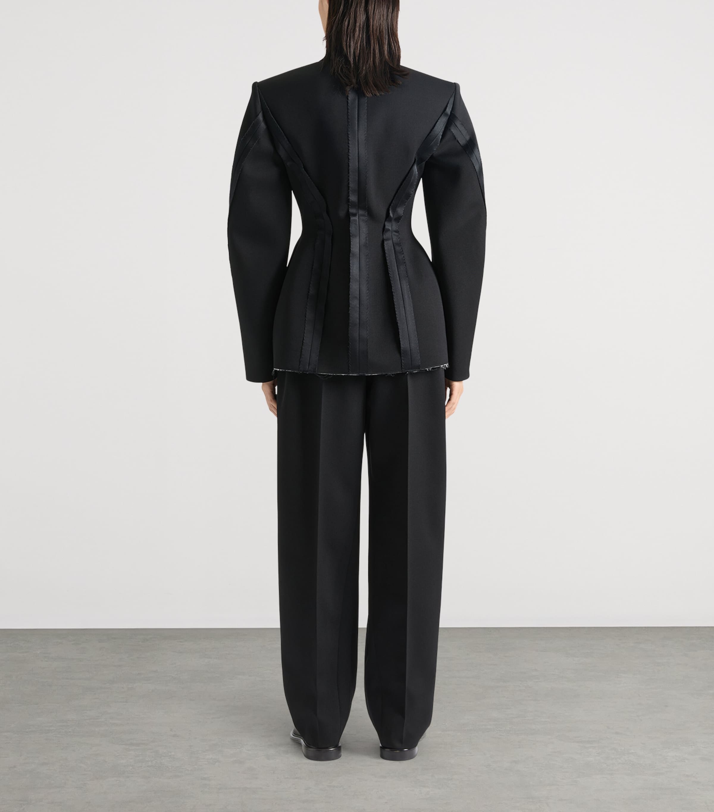 Wool Double-Breasted Jacket BLACK Image 3