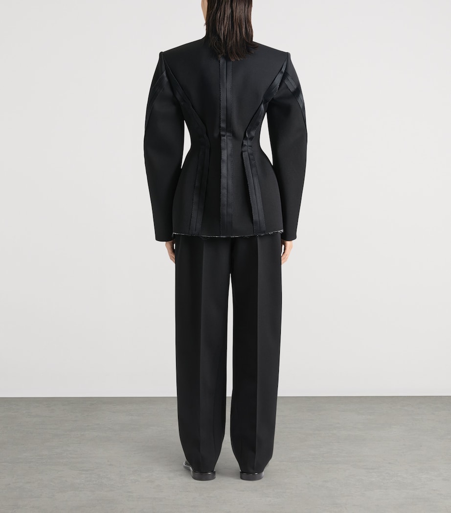 Wool Double-Breasted Jacket BLACK Image 3