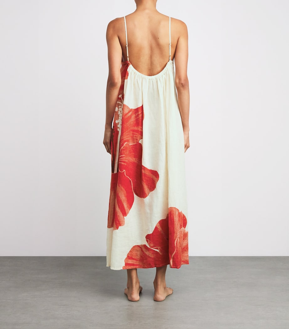 Linen Hibiscus Nightdress CREAM/RED Image 3