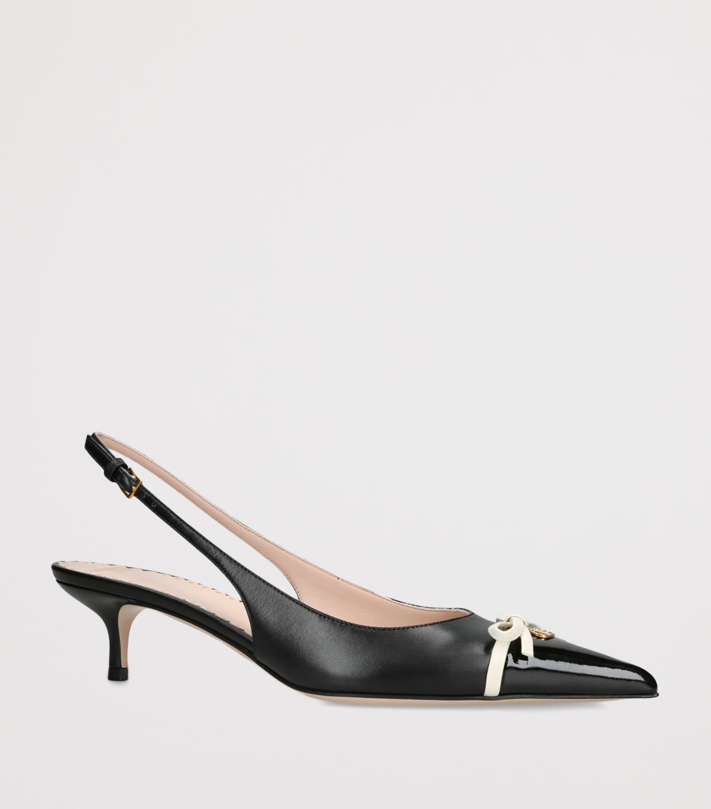 Leather Bepointy Slingback Heels 45 BLK/WHITE Image 3