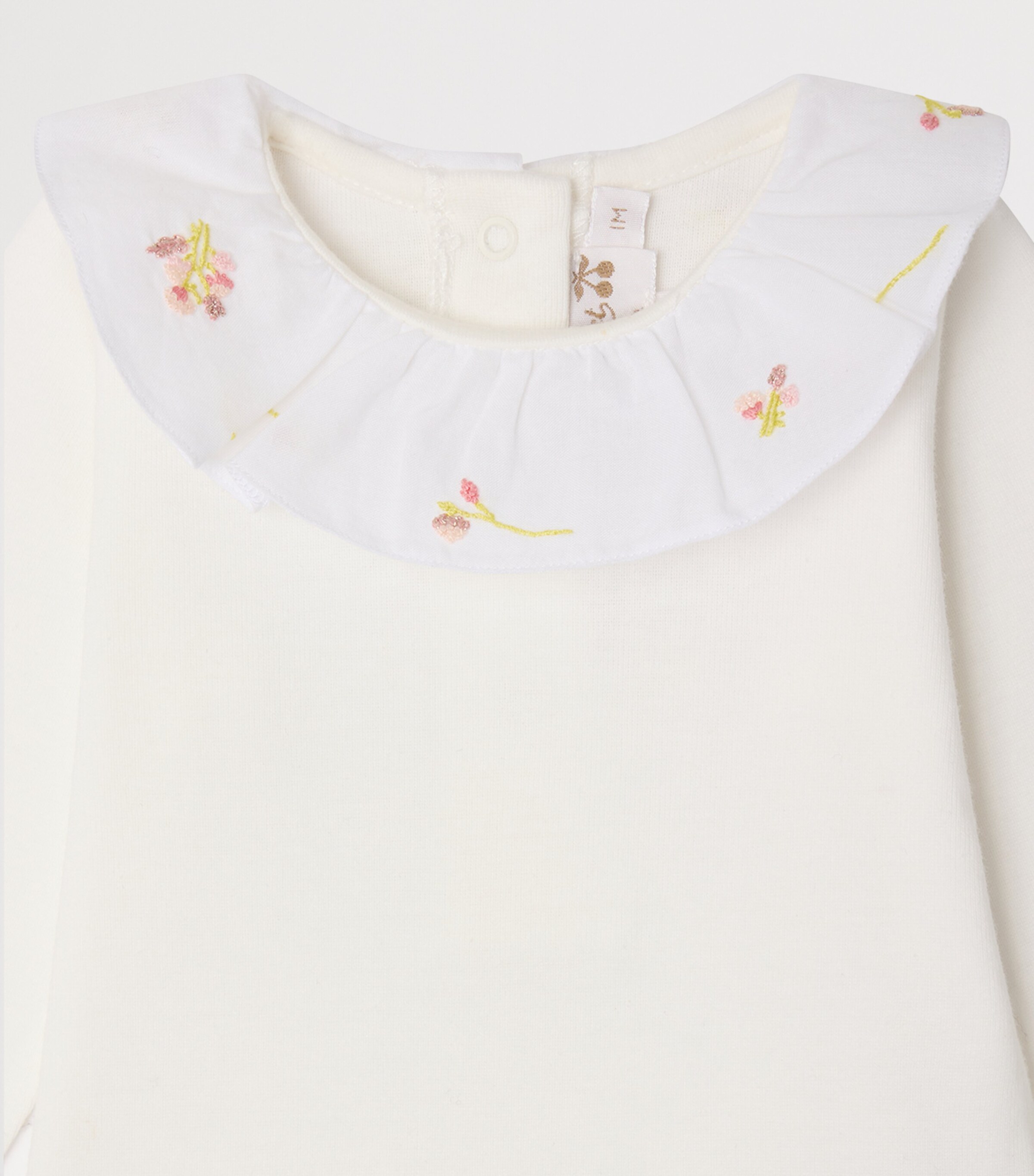 Bonpoint Organic Cotton June Bodysuit (1-18 Months) Blanc Lait Image 3