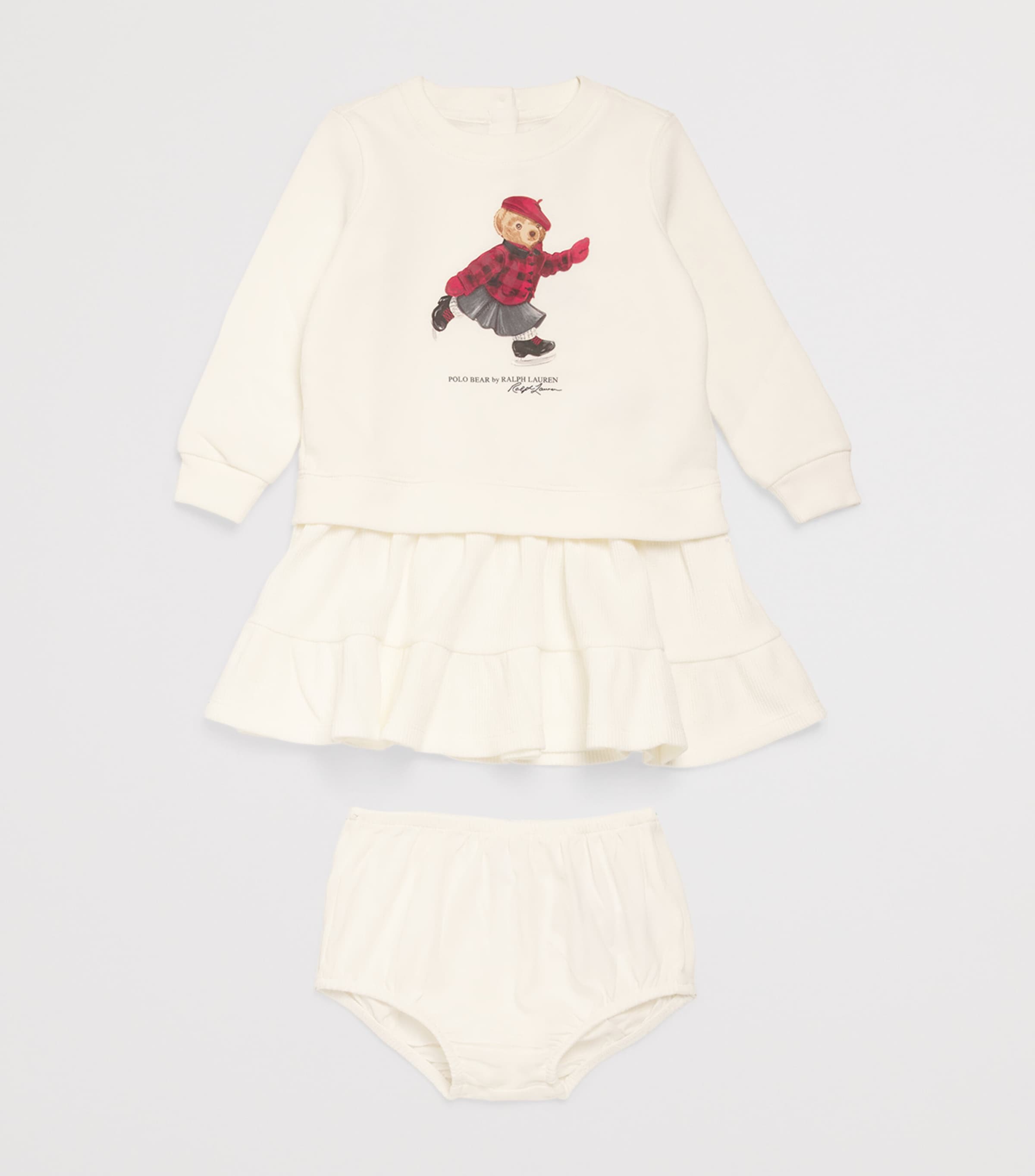 Ralph Lauren Kids Jersey Polo Bear Skater Dress (3-24 Months) Cream Image 2