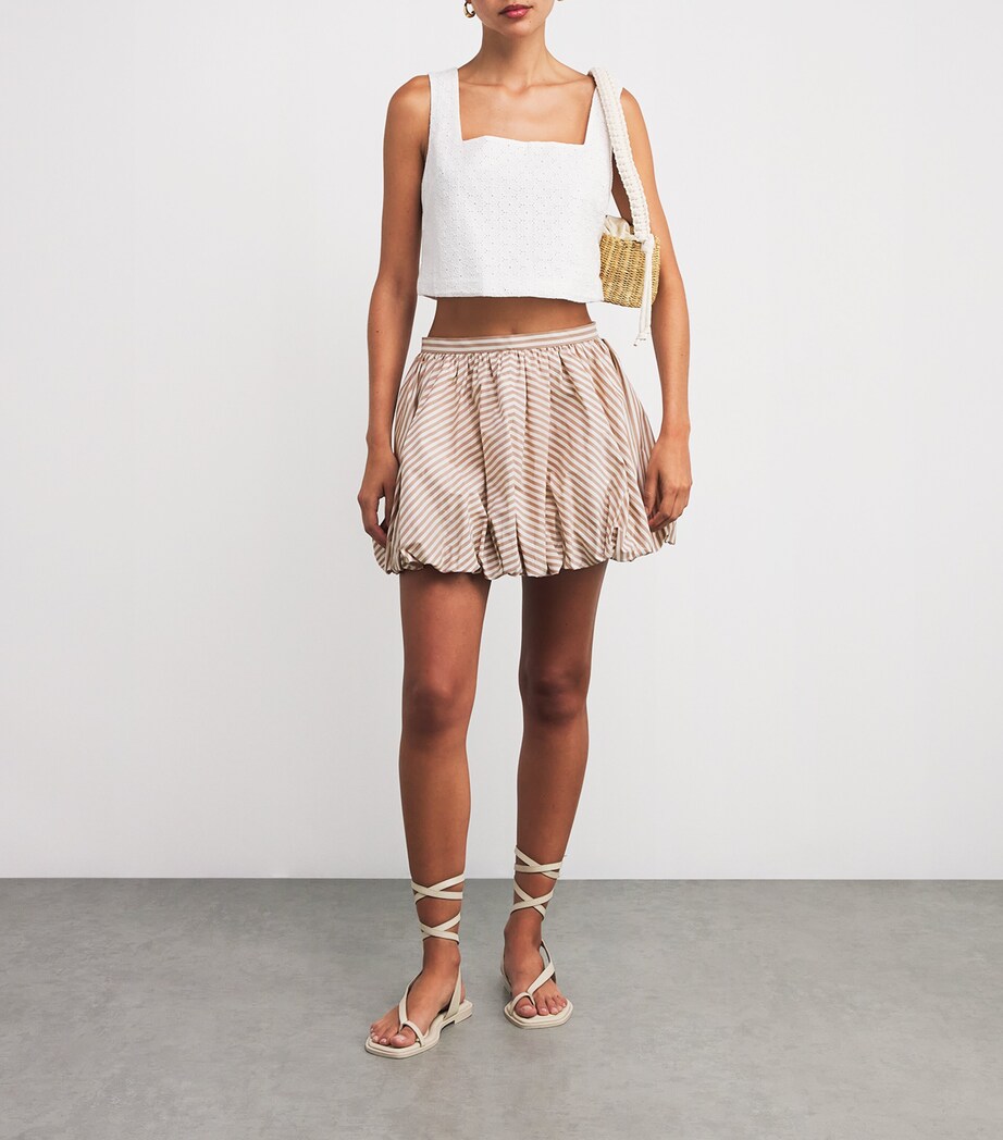 Cotton Stripe Mini Skirt SAND / CAMEL Image 2
