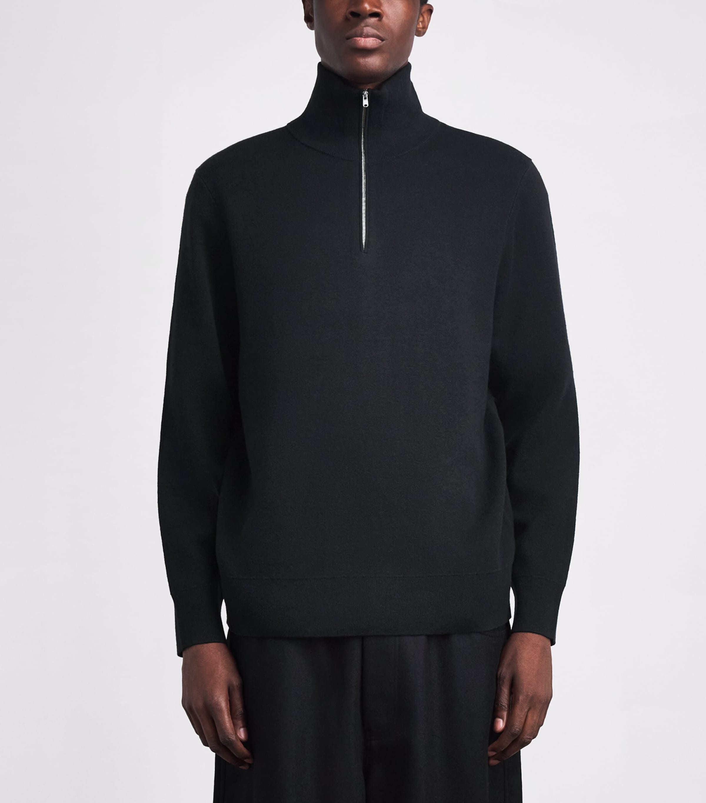 Sandro Paris Mens Wool Half-Zip Sweater Black Image 4