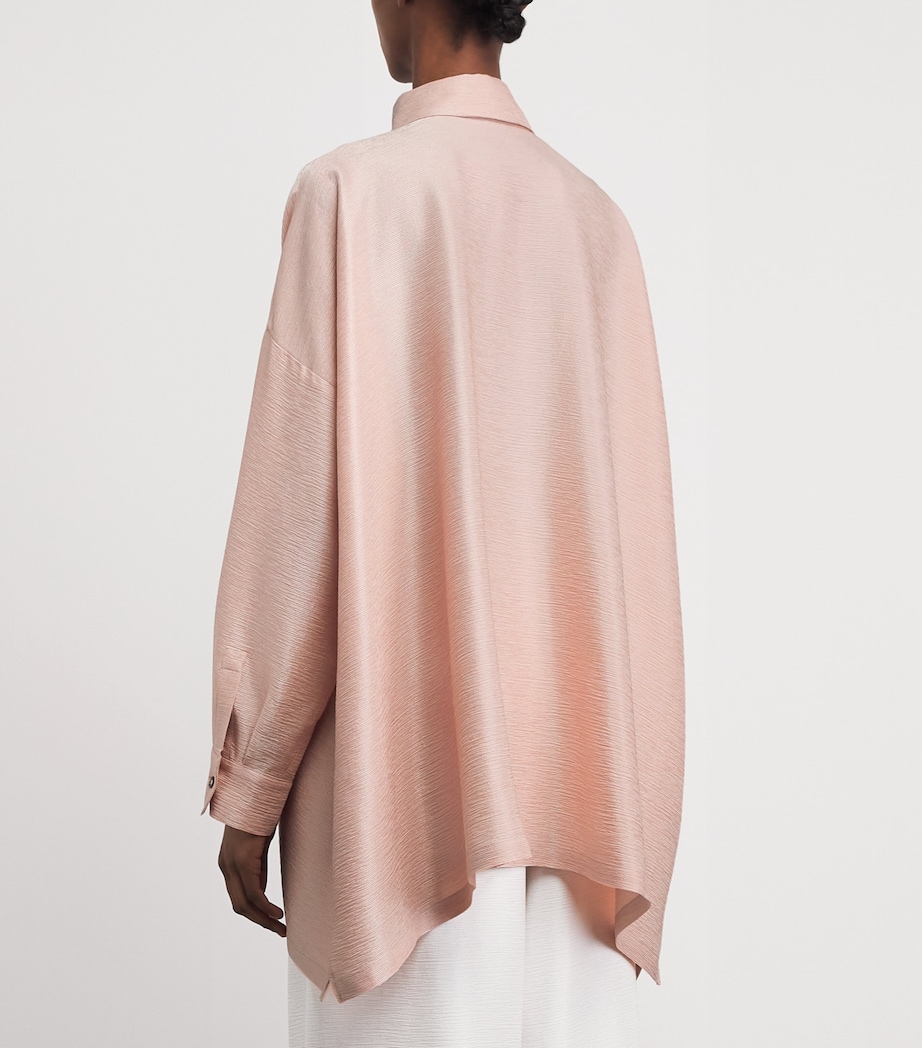 Eskandar Womens Silk Plissé Wide A-Line Shirt Rosepowder Image 5