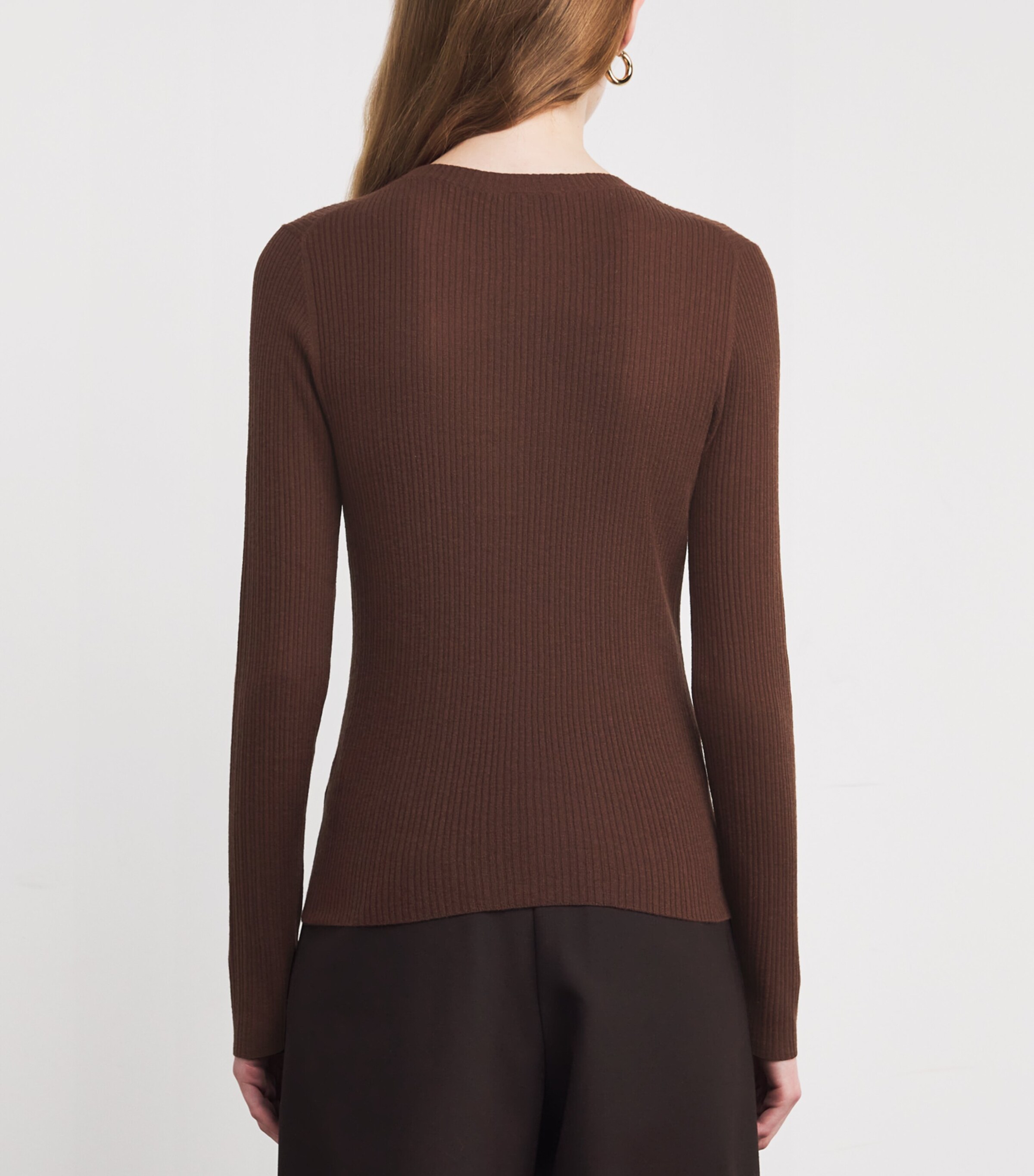 ME+EM Womens Wool-Cashmere Ribbed Sweater Chestnut Brown Image 4