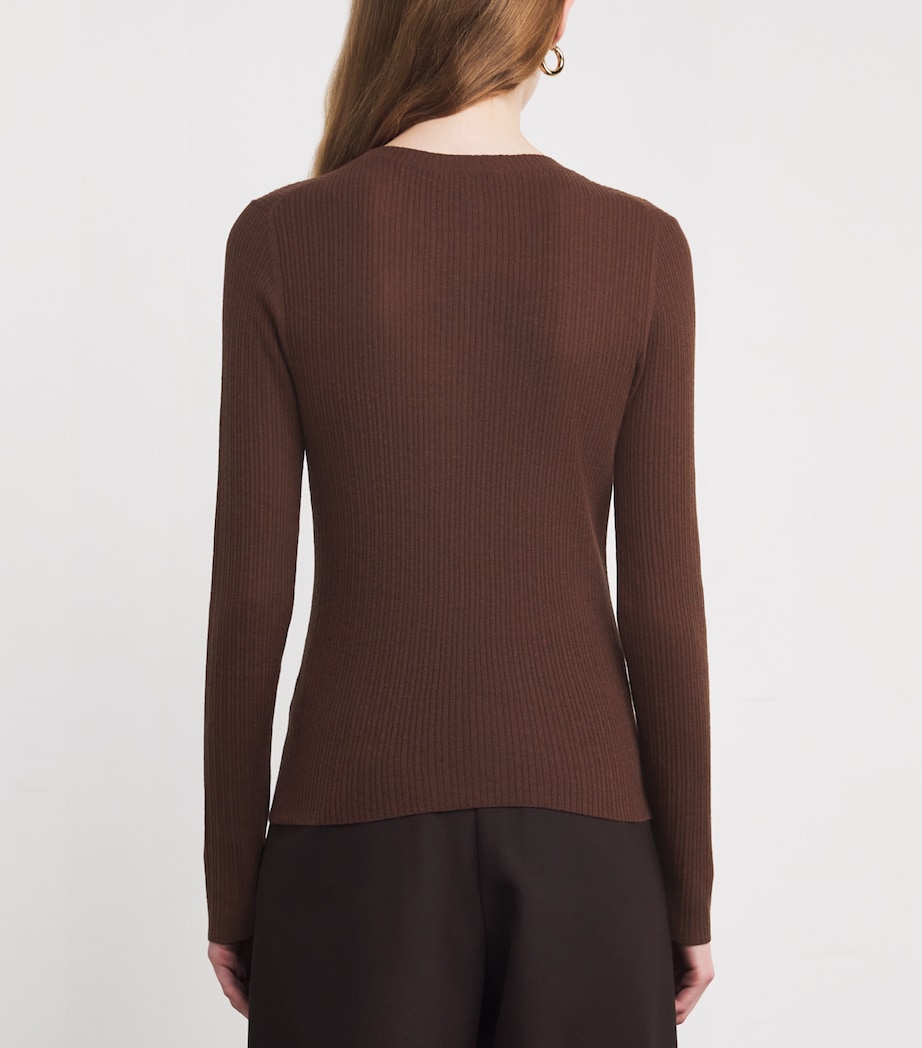 Wool-Cashmere Ribbed Sweater CHESTNUT BROWN Image 4