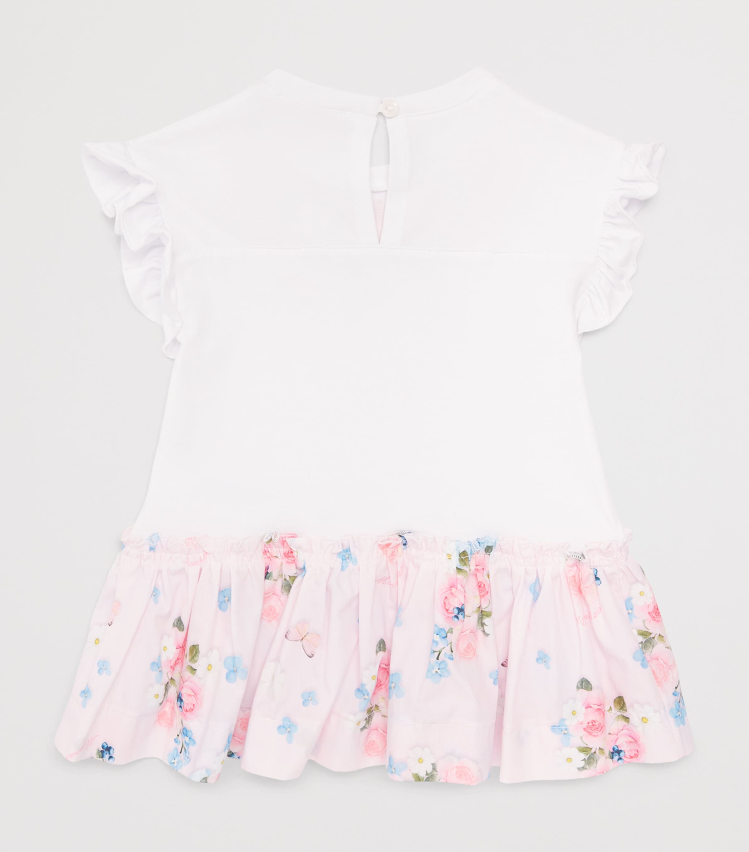 Monnalisa Floral and Butterfly Dress (3 Months-3 Years) White+fairytale Pink Image 2