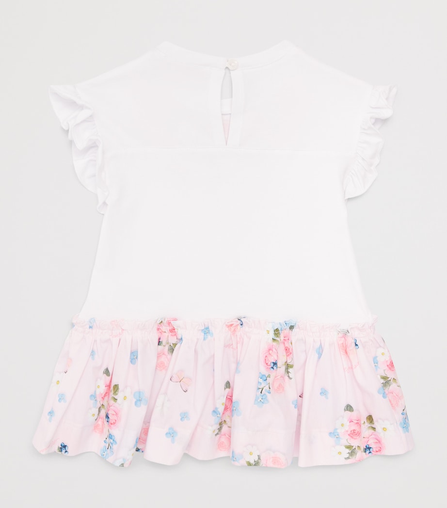 Monnalisa Floral and Butterfly Dress (3 Months-3 Years) White+fairytale Pink Image 2