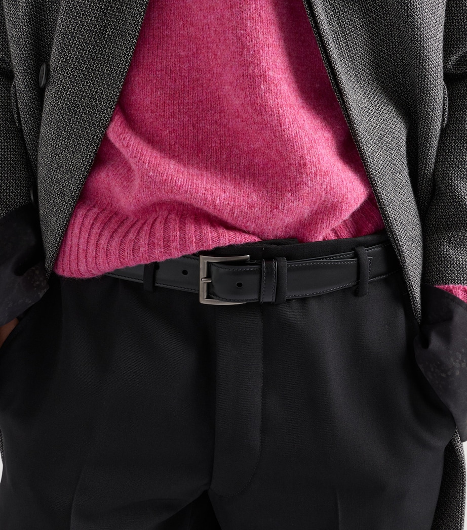 Prada Leather Square-Buckle Belt Black Image 2
