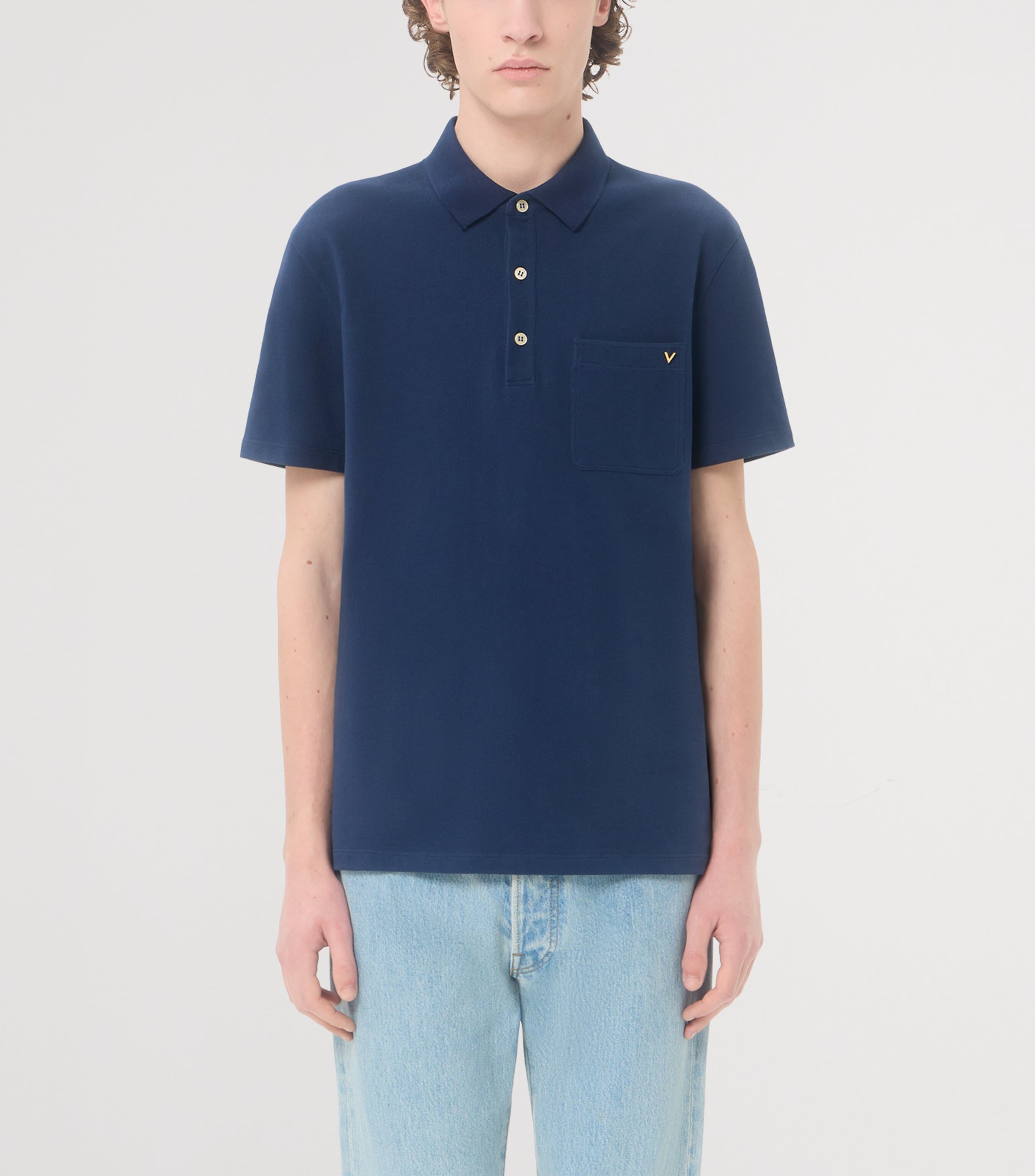 Valentino Mens Cotton VGold Polo Shirt Image 3