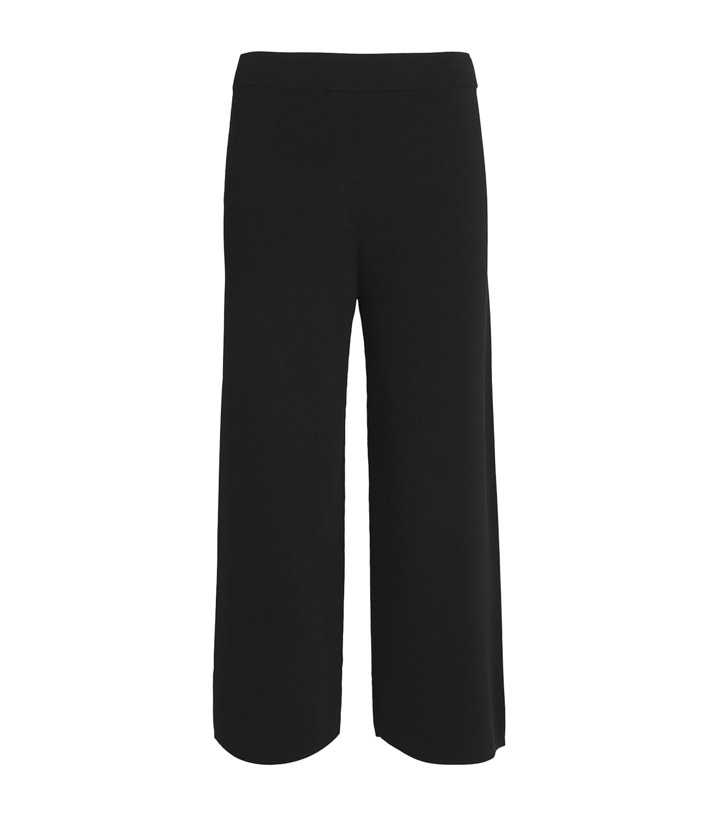 Shop Max Mara Knitted Cropped Wide-leg Trousers In Black