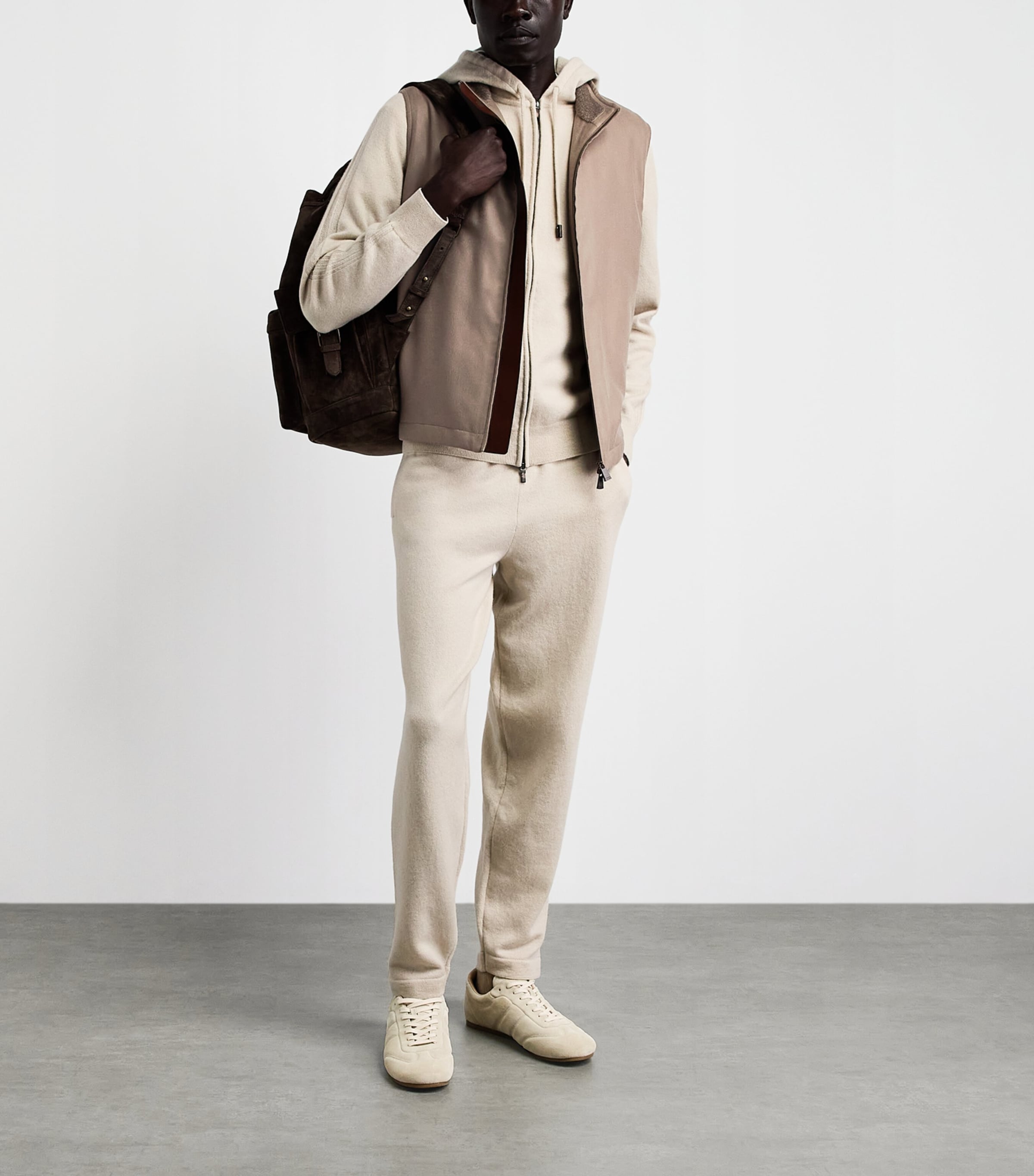Colombo Mens Cashmere Leather Trim Gilet Brown Image 2