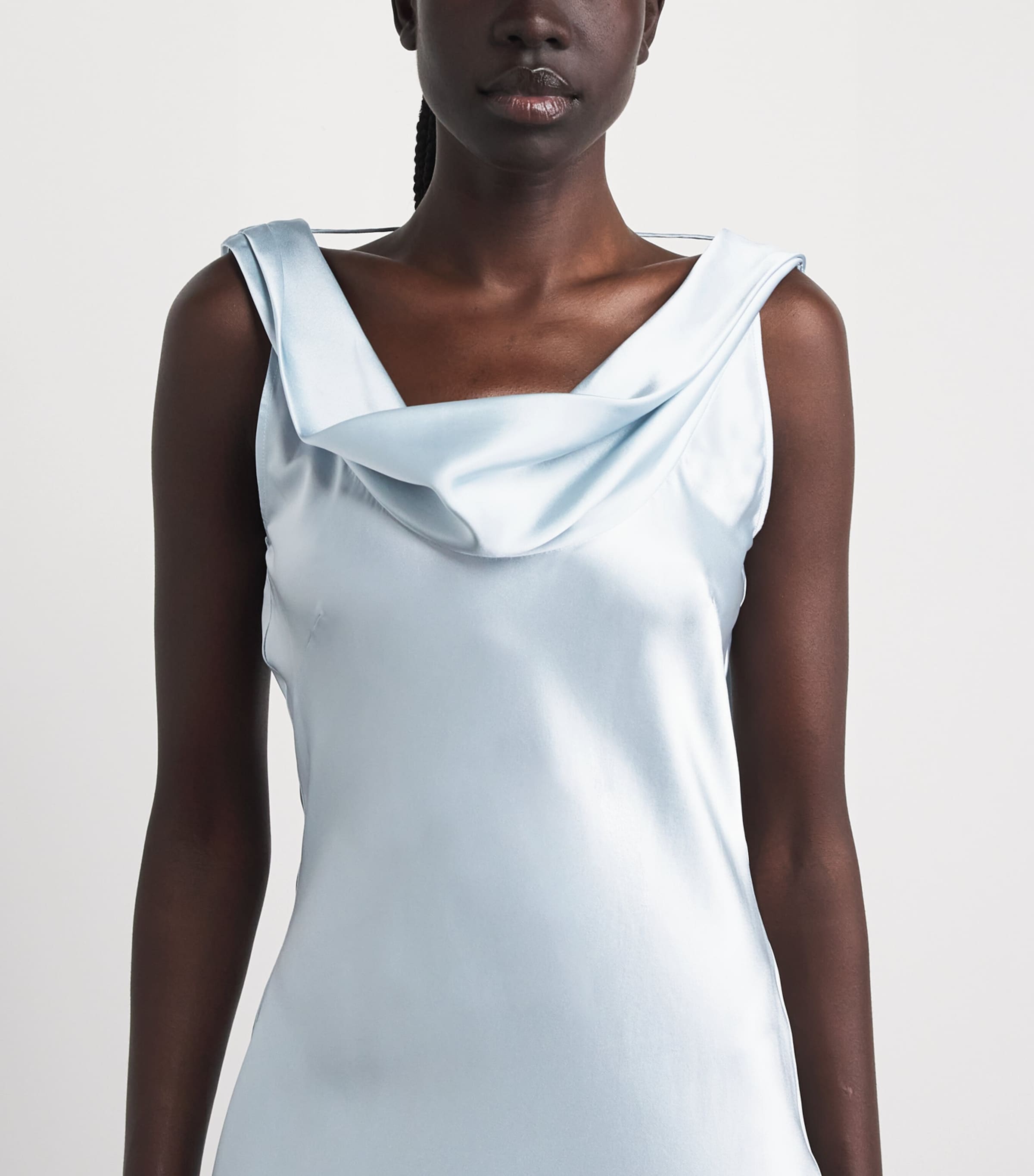 Acne Studios Womens Silk Drape-Neck Midi Dress Light Blue Image 5