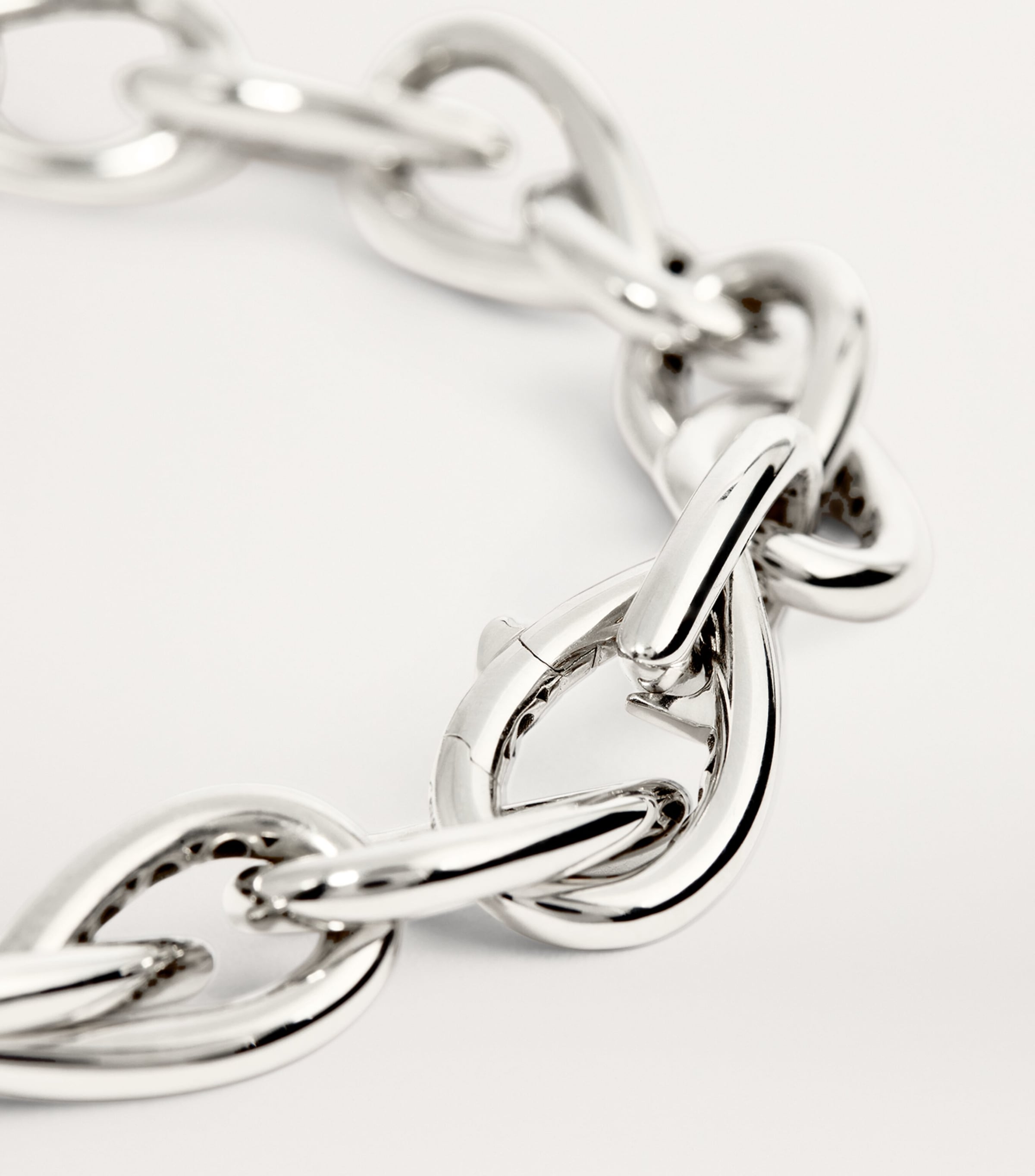 White Gold and Diamond Drop Links Chain Necklace WHITE GOLD Image 5