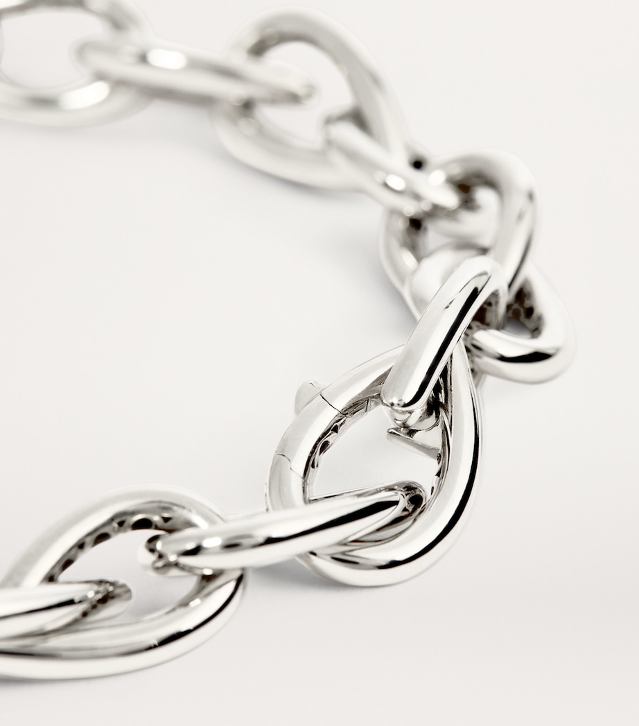 White Gold and Diamond Drop Links Chain Necklace WHITE GOLD Image 5
