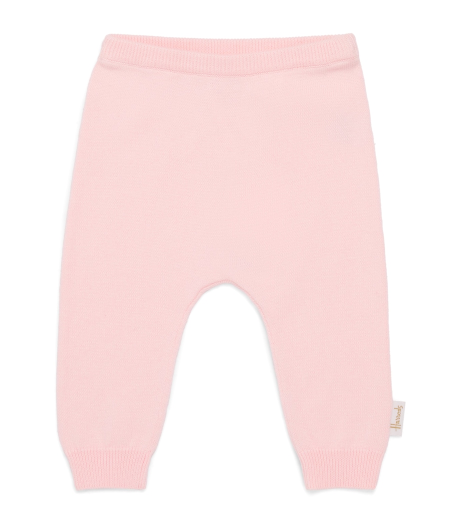 Harrods Cotton Bow Trousers (0-18 Months) Pink Image 1