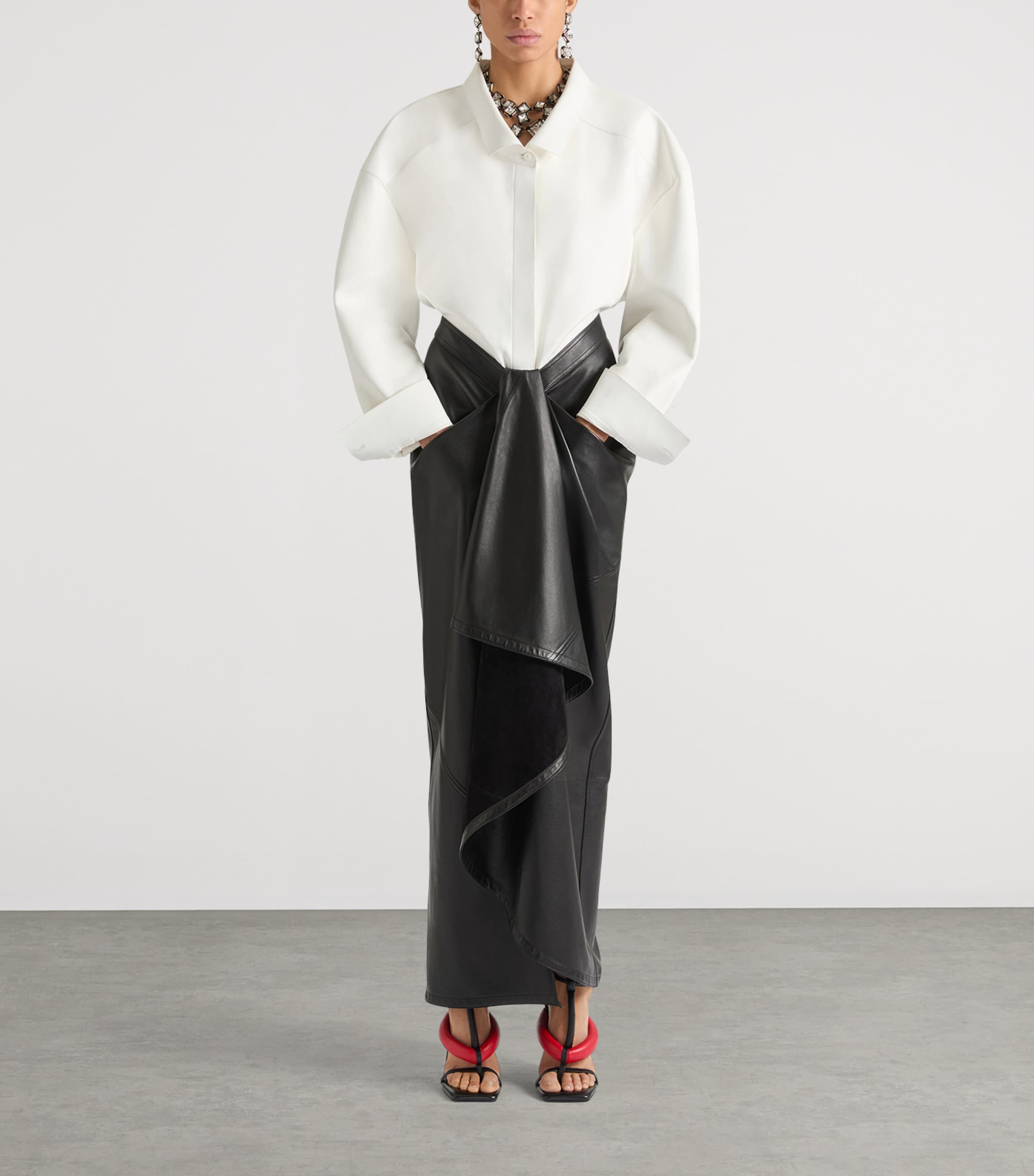 Givenchy Womens Lambskin Wrap Midi Skirt Black Image 2