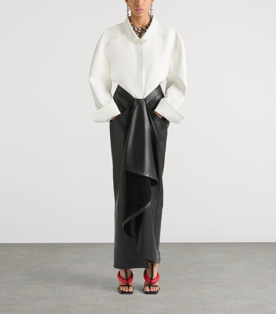 Givenchy Womens Lambskin Wrap Midi Skirt Black Image 2