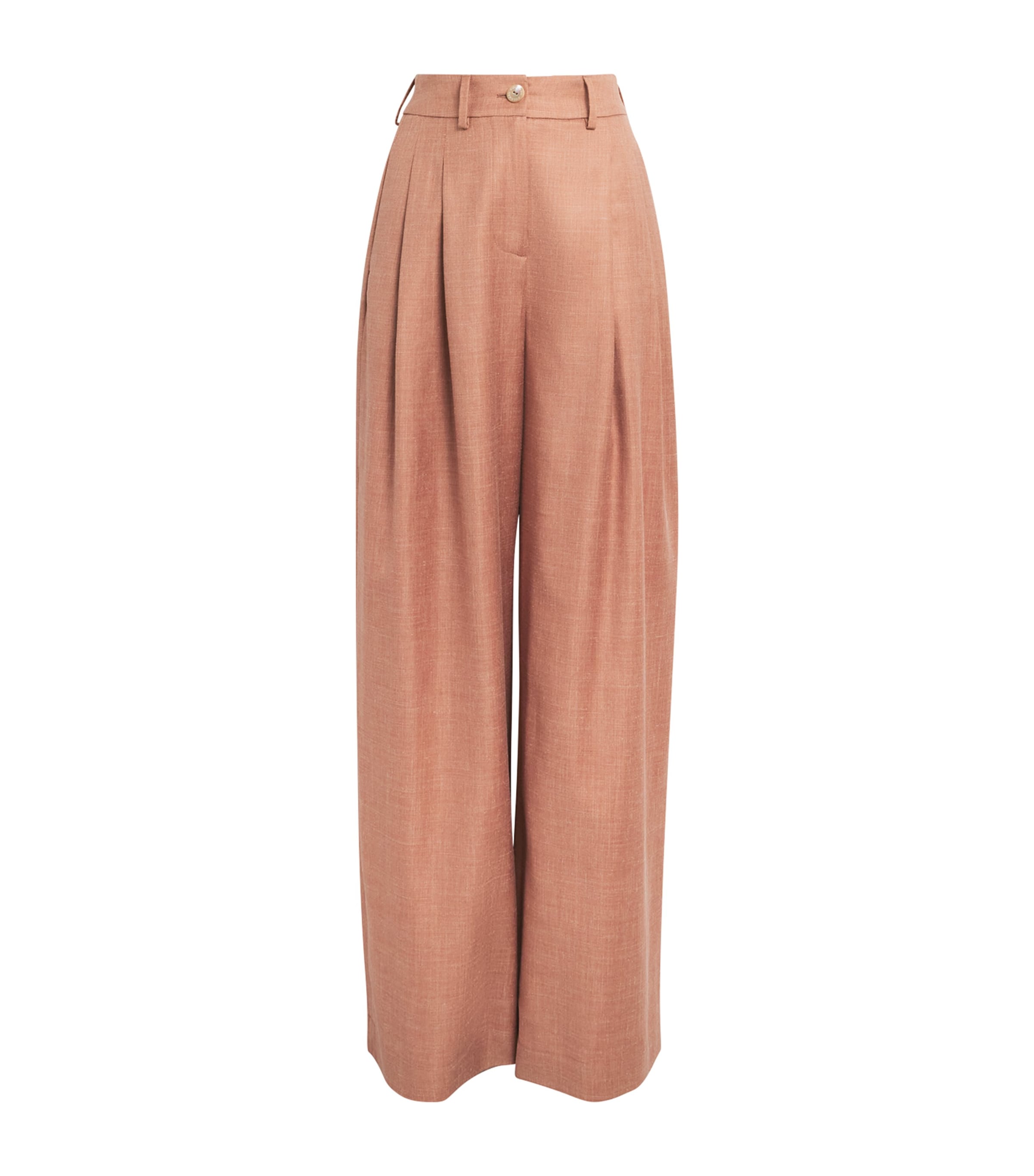Colombo Womens Cashmere-Silk-Linen Trousers Flower Print Blue Sky Image 1