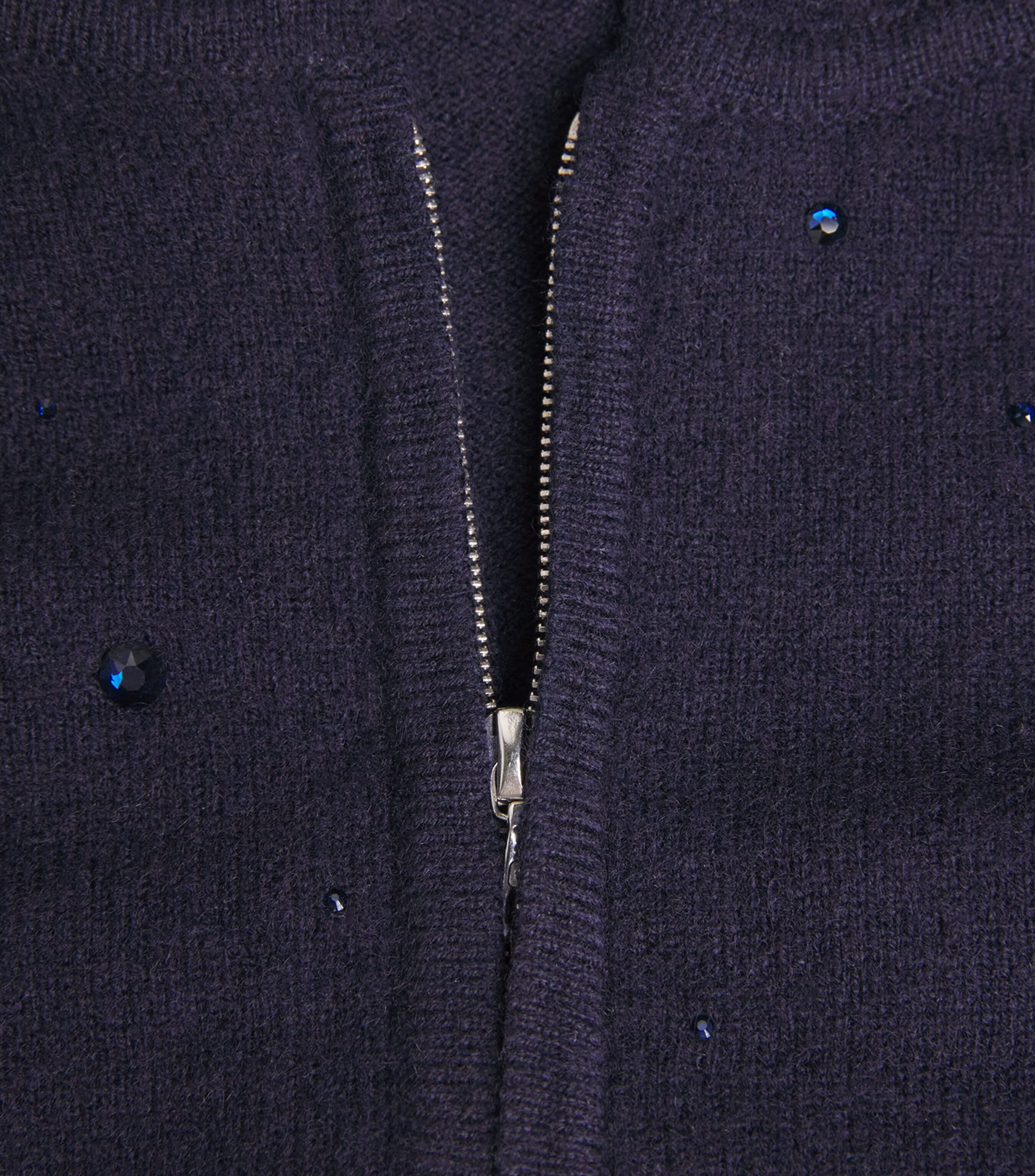 William Sharp Womens Cashmere Crystal-Embellished Hoodie Midnight/dark I Image 5