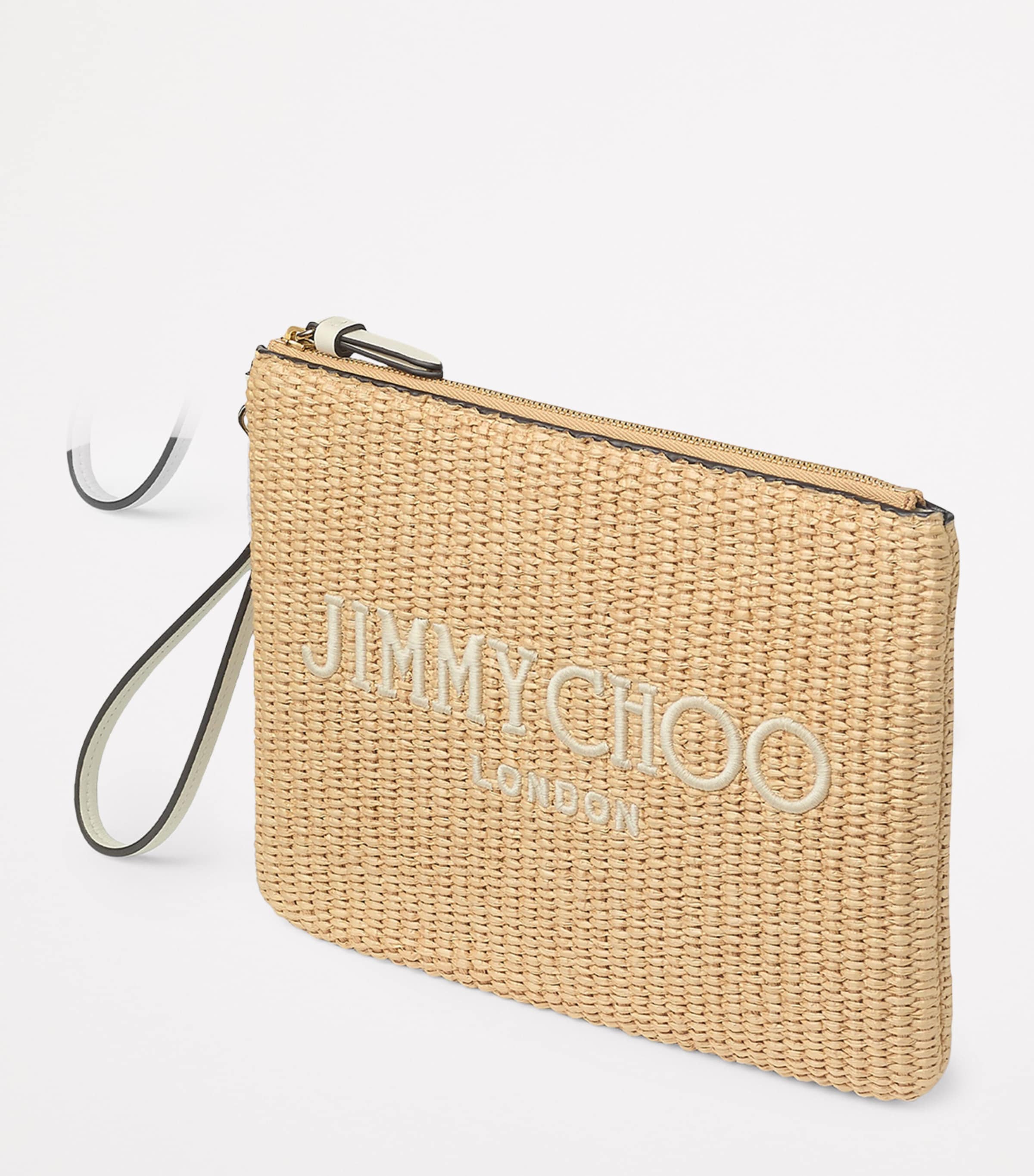 Raffia Zip-Up Pouch NATURAL/LATTE Image 2