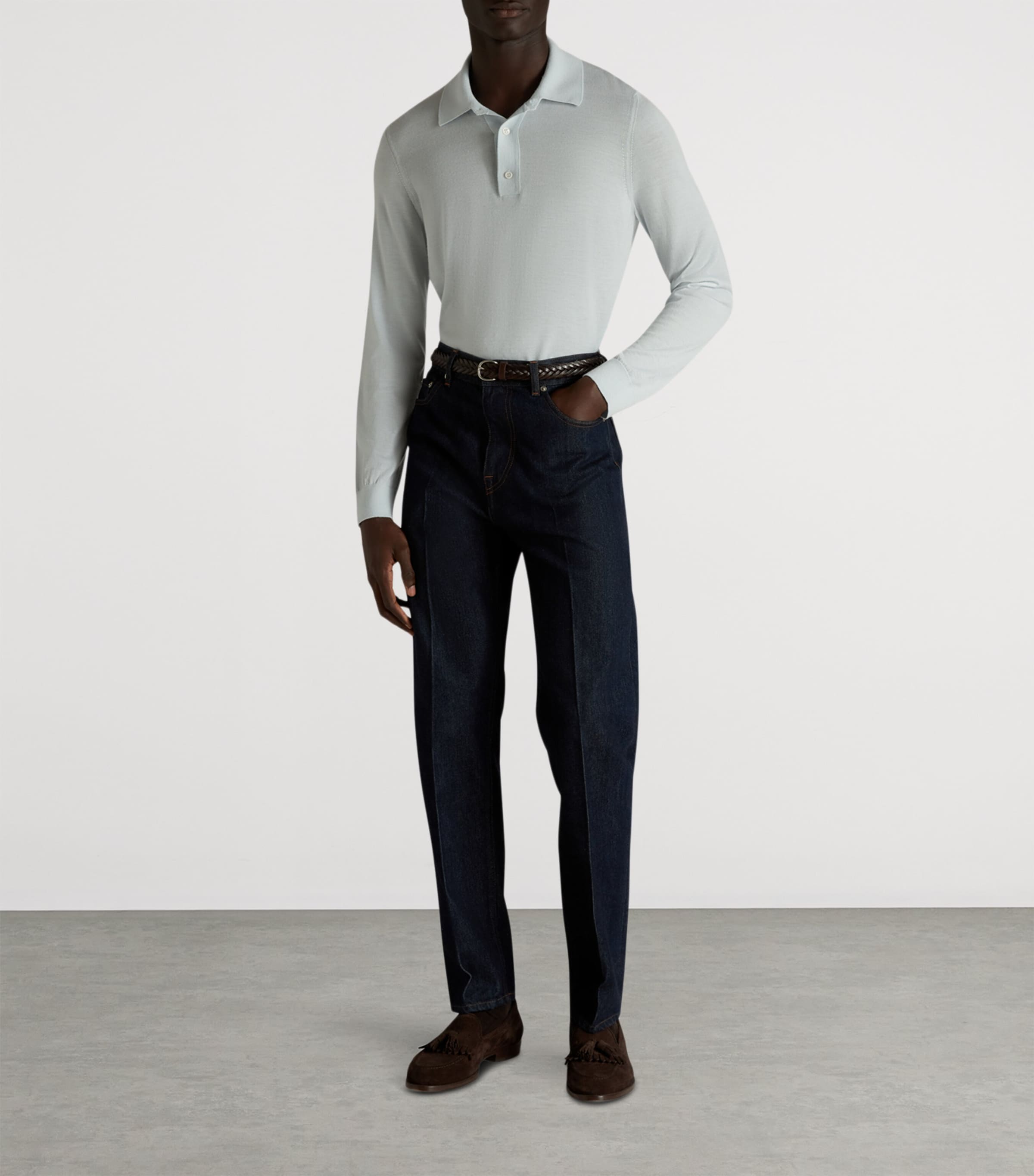 Cashmere Polo Sweater 476AQUA Image 2