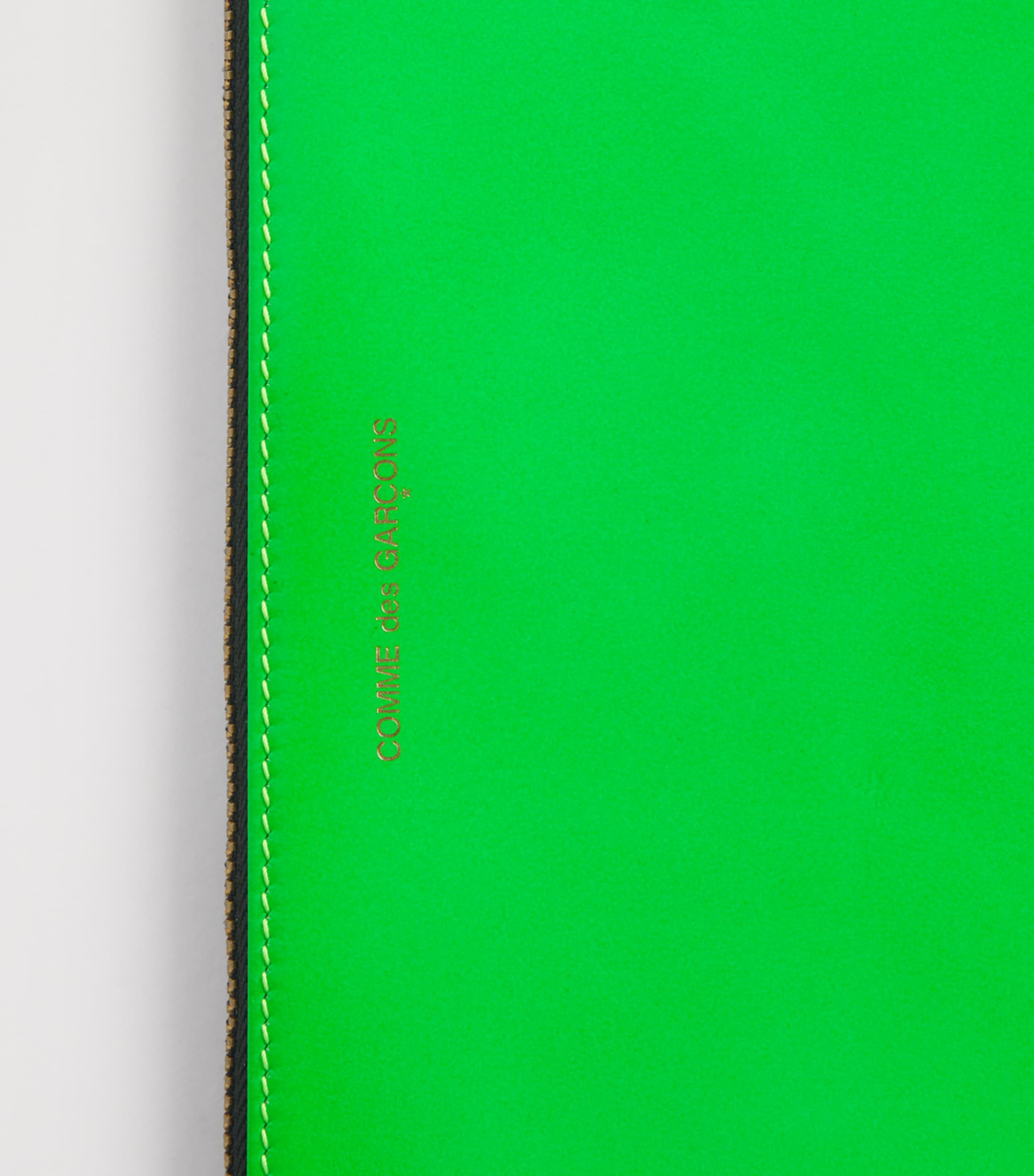 Comme Des Garçons Wallet Large Leather Super Fluo Pouch Blue/green Image 4