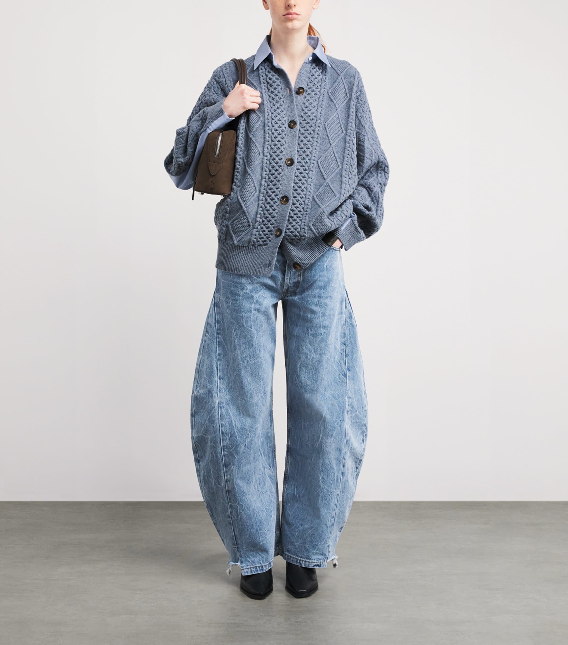 Wool Hybrid Shirt-Cardigan 1405 BLUE/GREY Image 2