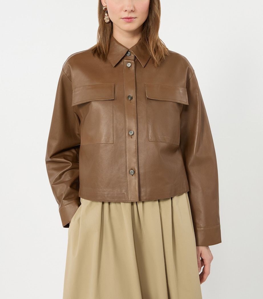 Weekend Max Mara Womens Leather Cropped Jacket Brown Image 5