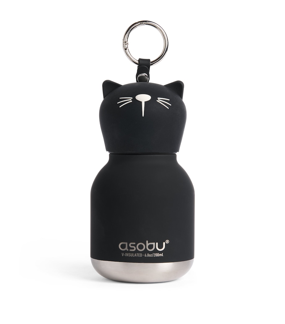 ASOBU Mini Bestie Kitty Water Bottle Bag Charm (200ml) Black Cat Image 1
