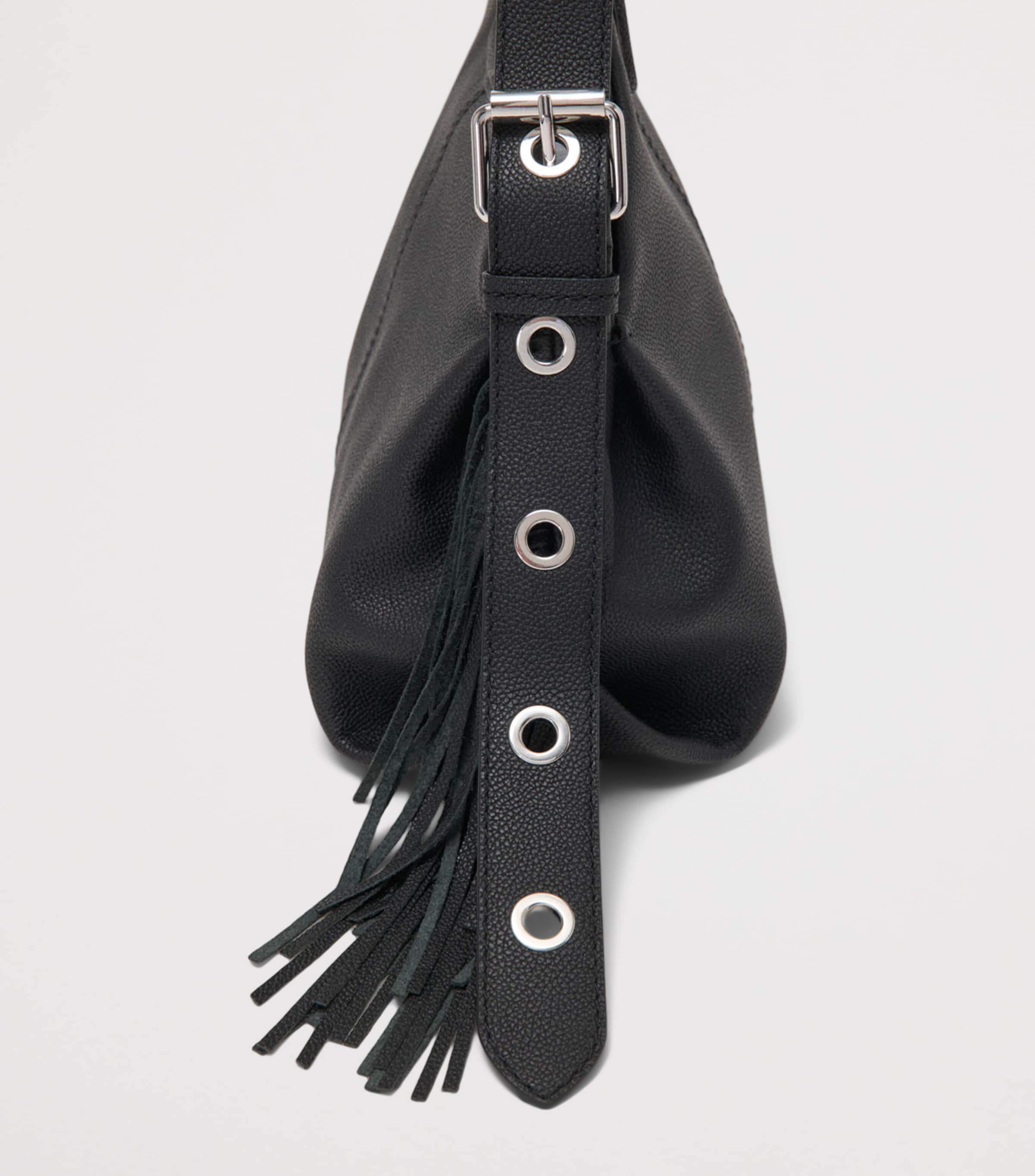 Maje Grained Leather Miss M Shoulder Bag Black Image 8