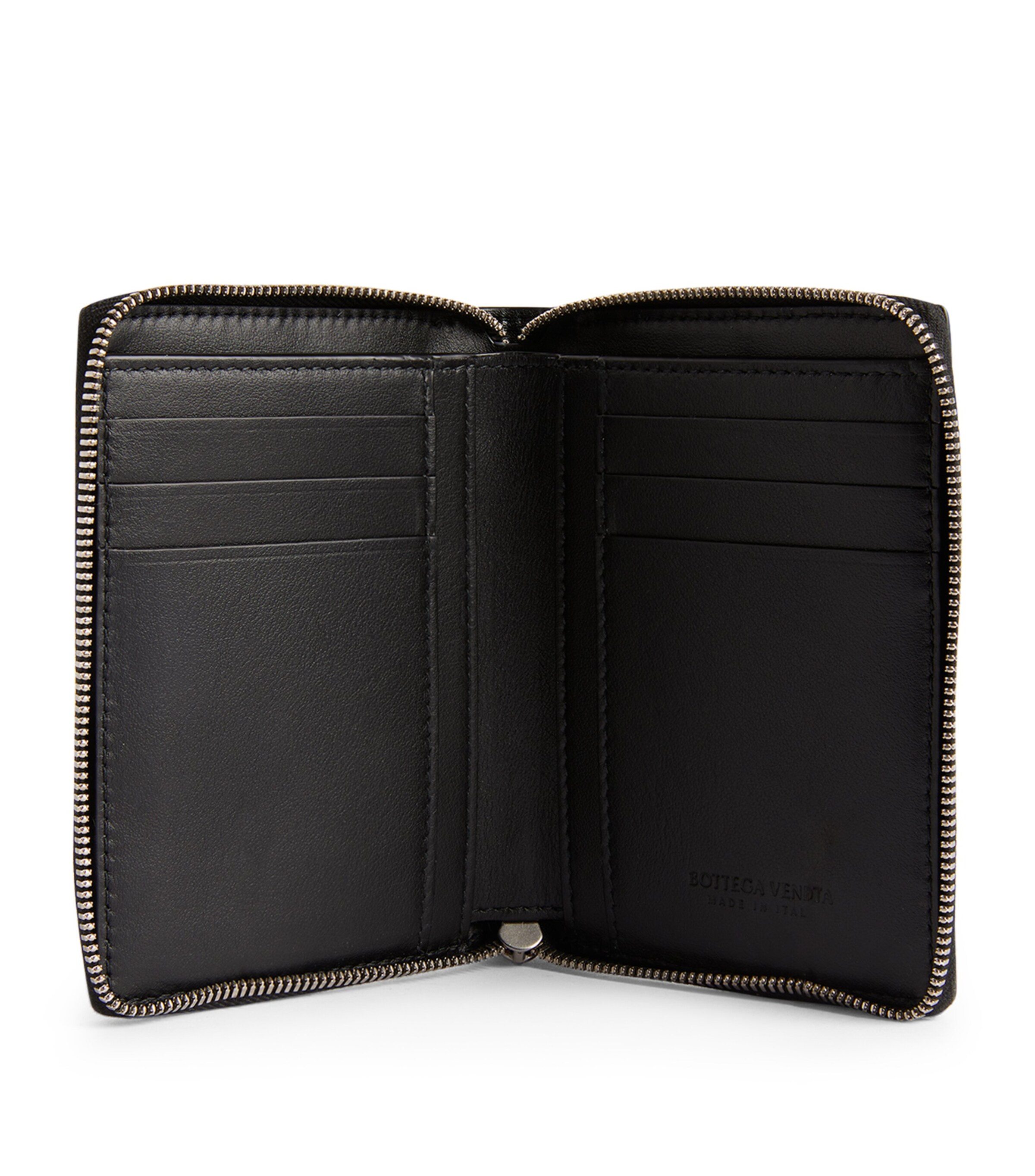 Leather Intreccio Wallet BLACK-SILVER Image 3