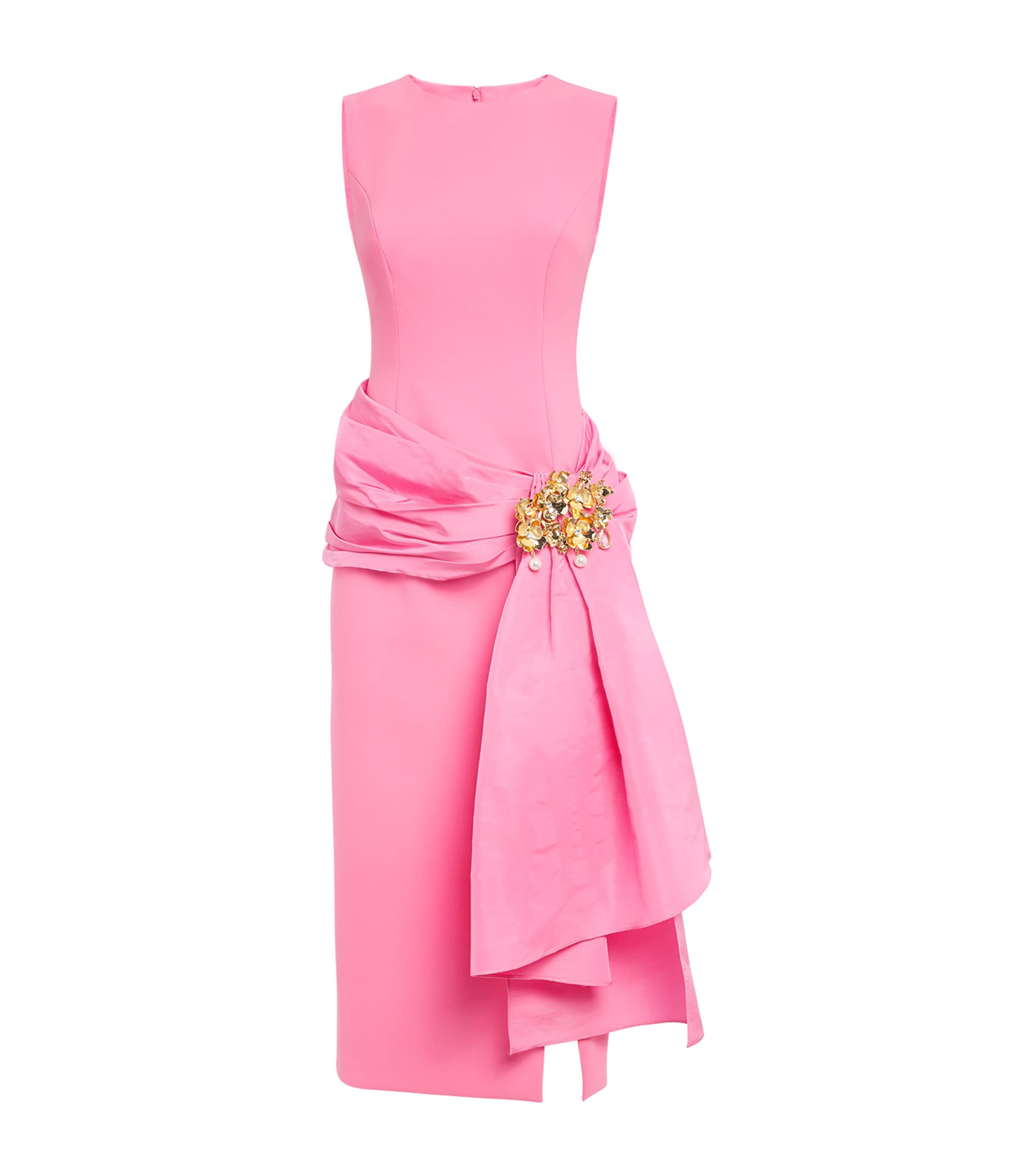 Carolina Herrera Silk-trim Cocktail Midi Dress In Pink