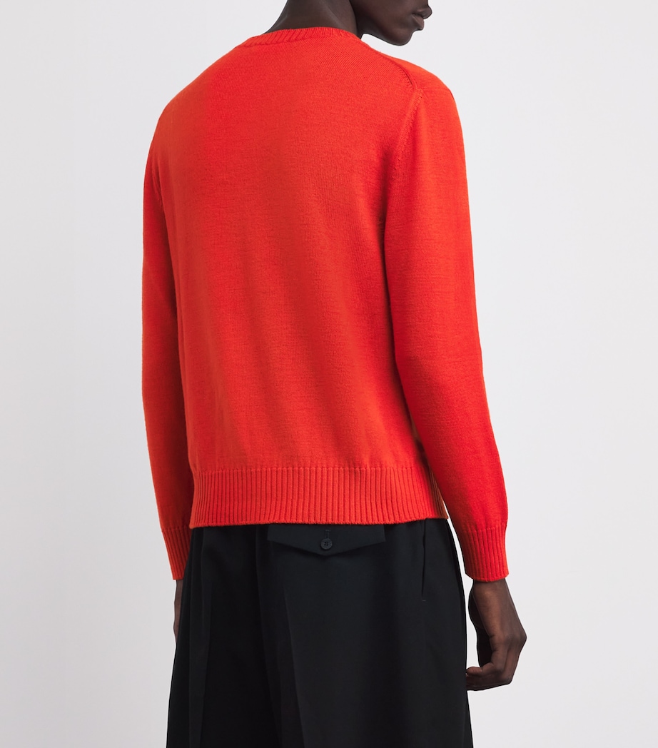 Jil Sander Mens Virgin Wool Crew-Neck Sweater Poppy Image 4