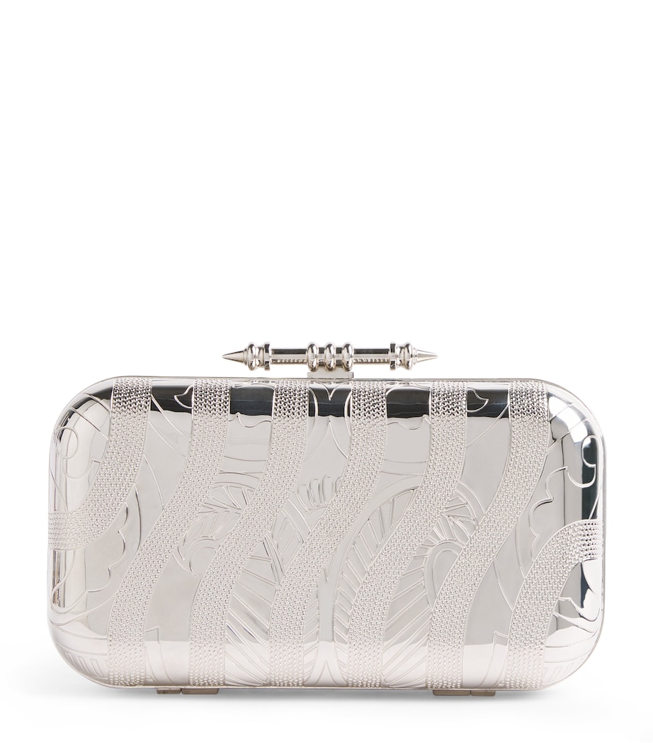 OKHTEIN Chrome and Swarovski Sahra Clutch Bag Palladium Image 1
