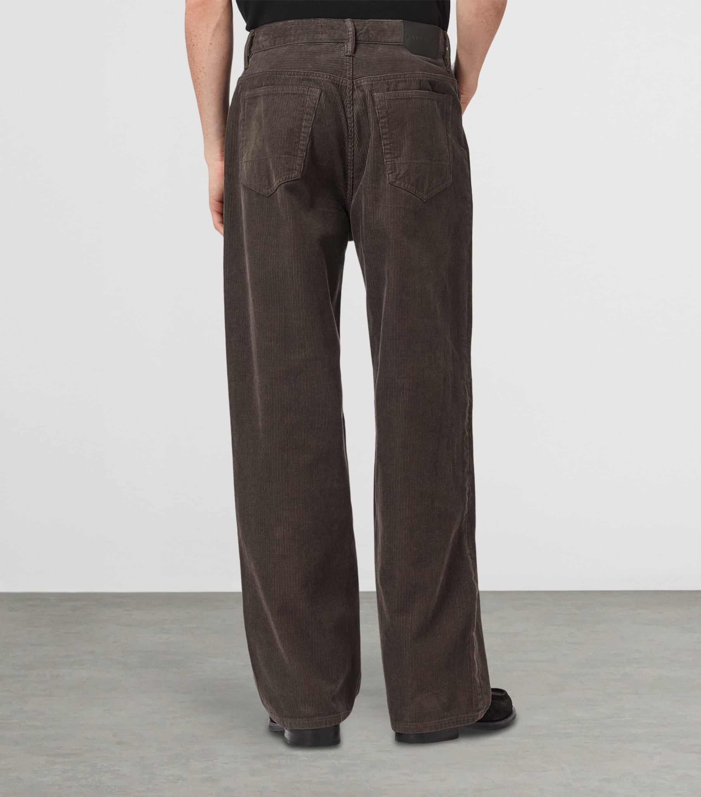 AllSaints Mens Corduroy Rivet Straight Jeans Dark Brown Image 4