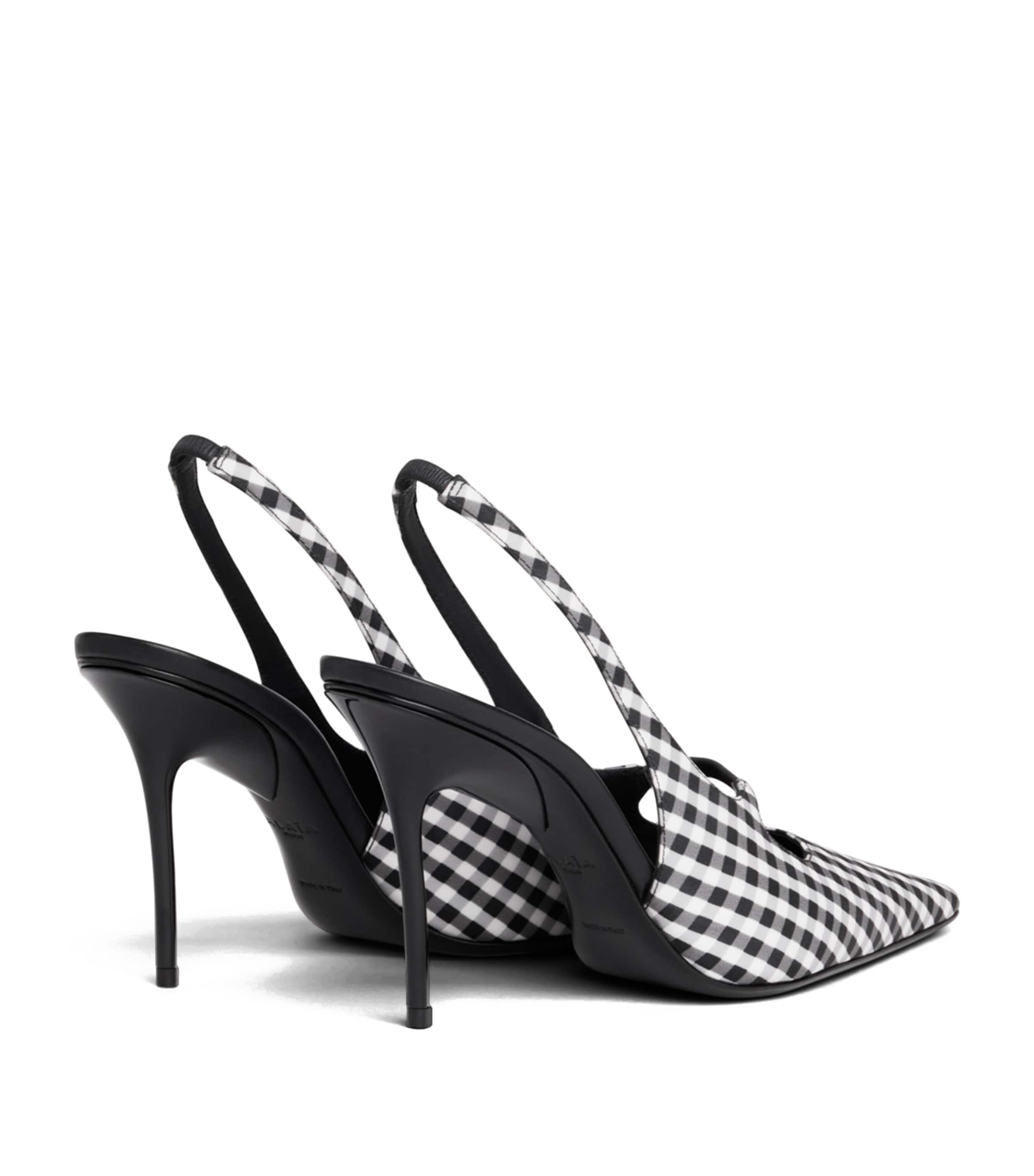 Alaïa Vichy Print Drop Slingback Pumps 80 Black/white Image 3