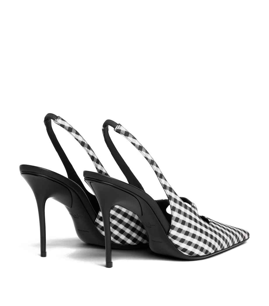 Alaïa Vichy Print Drop Slingback Pumps 80 Black/white Image 3