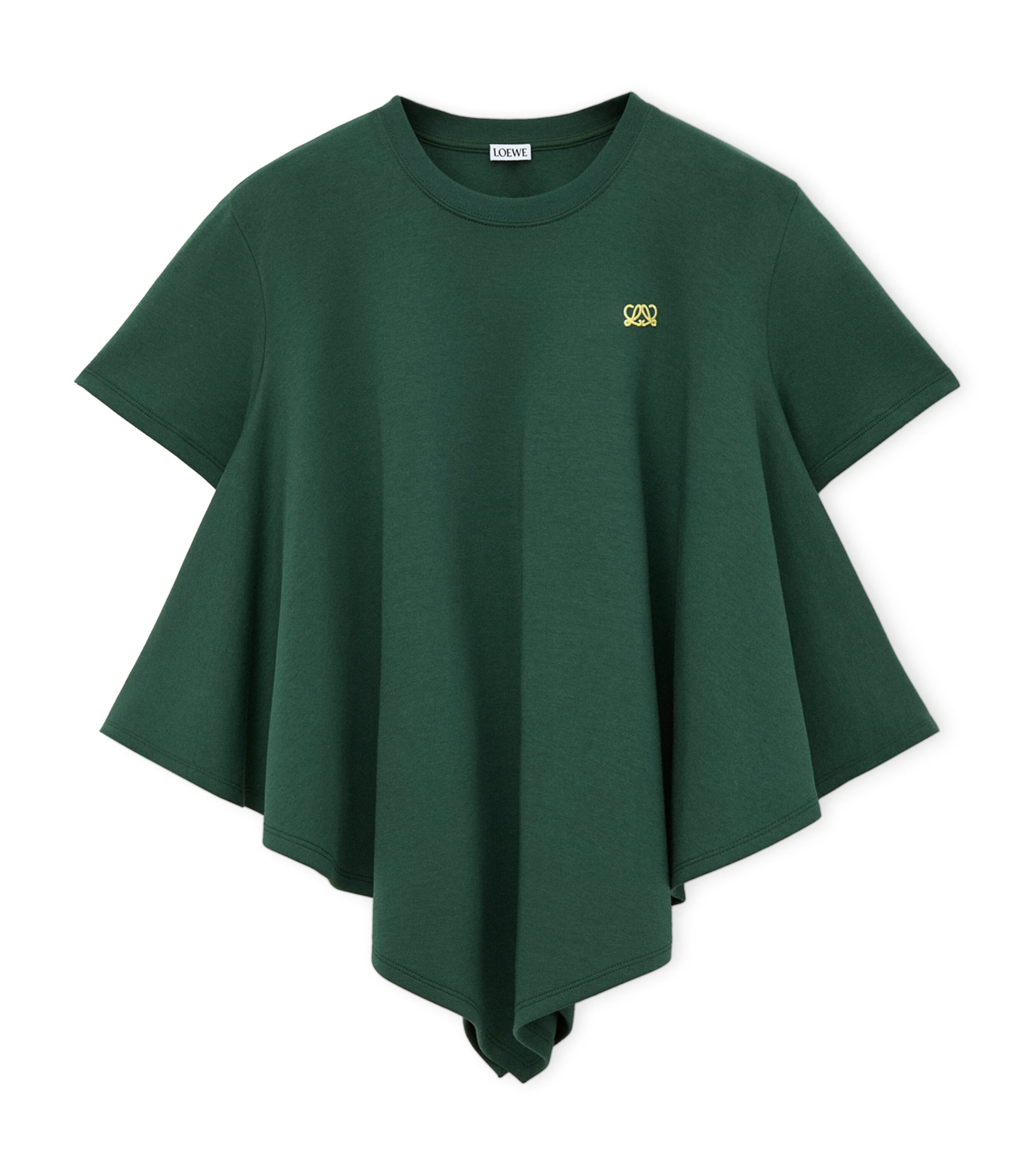 LOEWE Womens Cape-Detail T-Shirt Dark Green Image 1