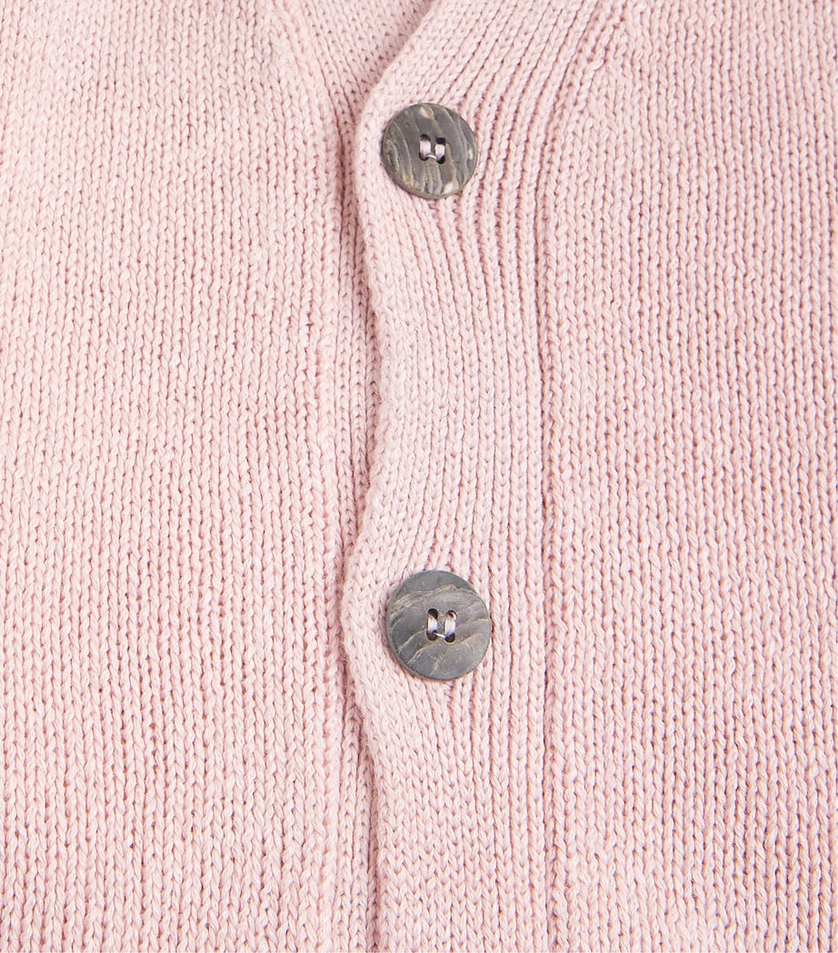 Eskandar Womens Linen-Organic Cotton V-Neck Cardigan Rosepowder Image 6