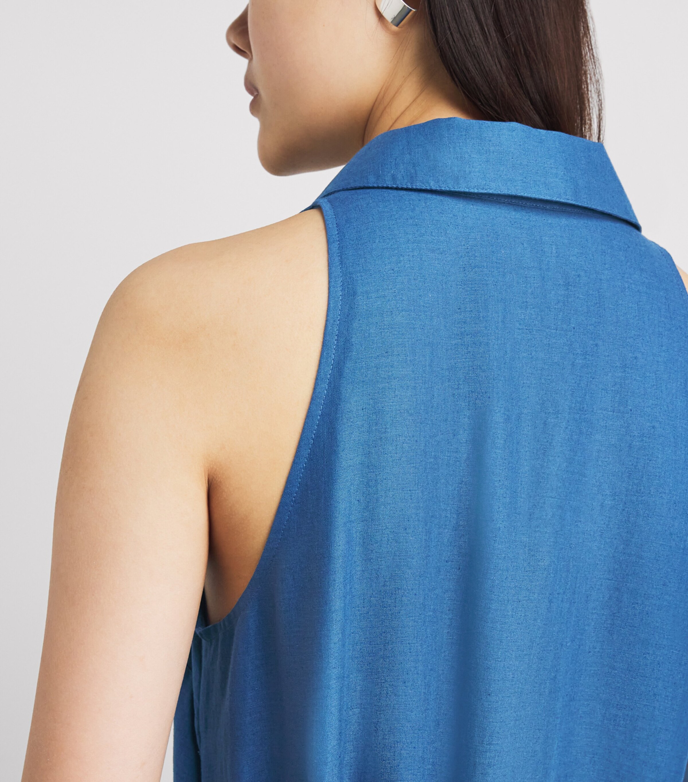 Toccin Womens Linen-Cotton Tiana Sleeveless Shirt Dress Ocean Image 5
