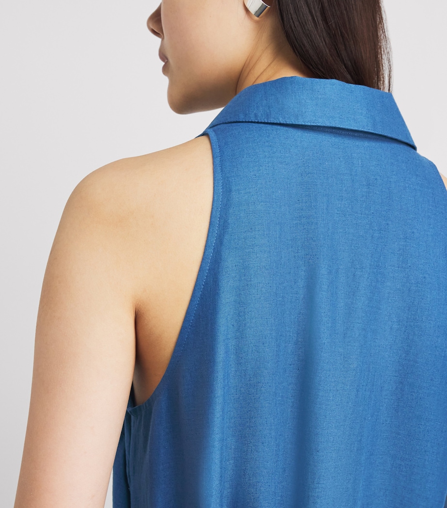 Toccin Womens Linen-Cotton Tiana Sleeveless Shirt Dress Ocean Image 5