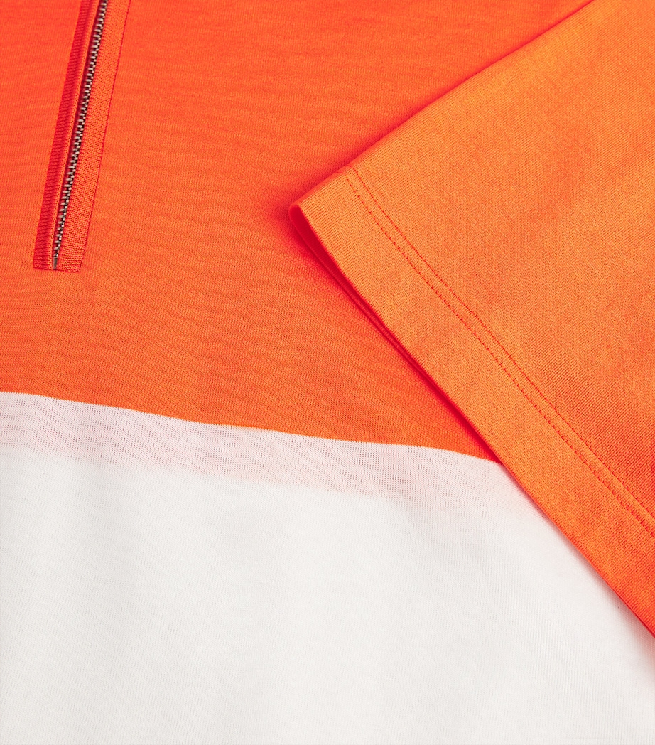 Cotton Zip-Up Polo Shirt V3714-BIANCO/ARANCIN Image 5