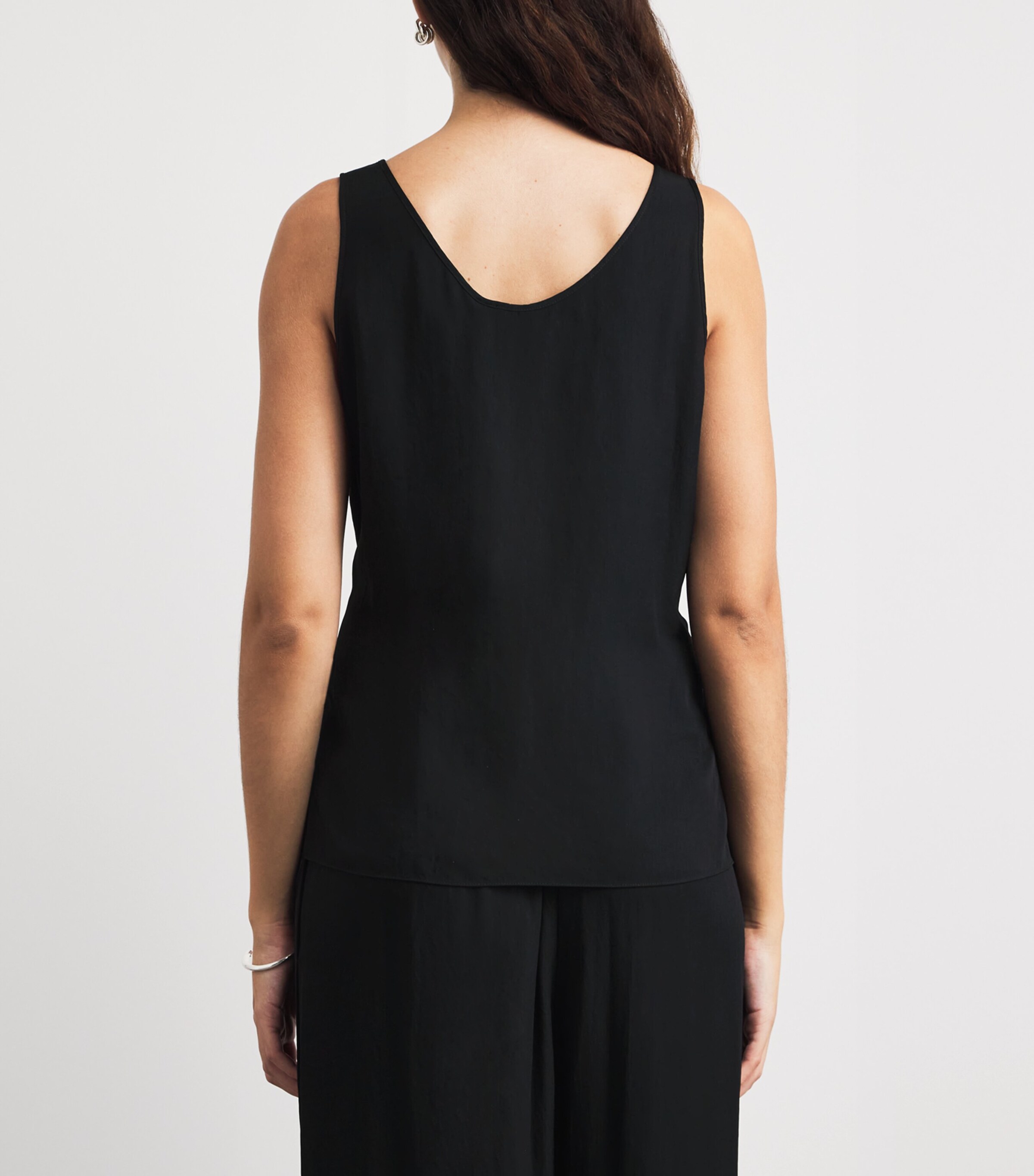 Theory Womens Twill Tie-Waist Tank Top Black Image 5