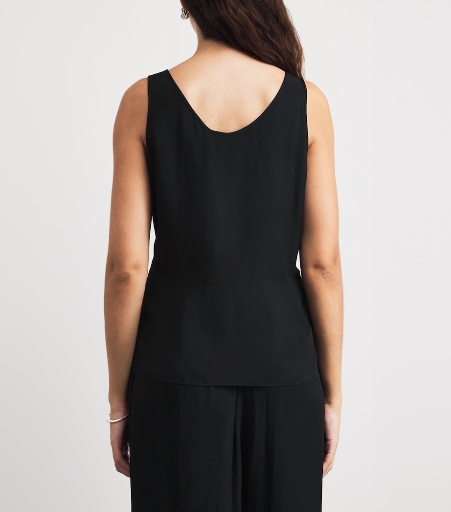 Theory Womens Twill Tie-Waist Tank Top Black Image 5