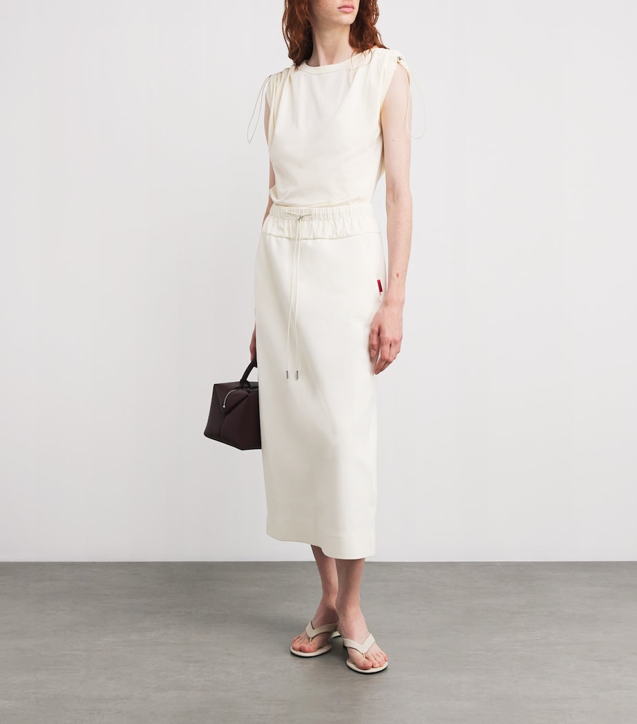 Cotton-Blend Jersey and Canvas Midi Skirt WHITE Image 2