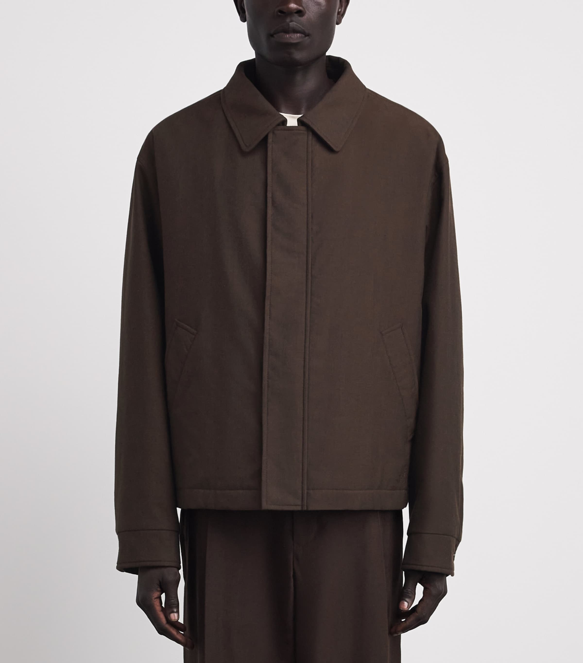MM6 Maison Margiela Mens Virgin Wool-Cotton Field Jacket Brown Image 4