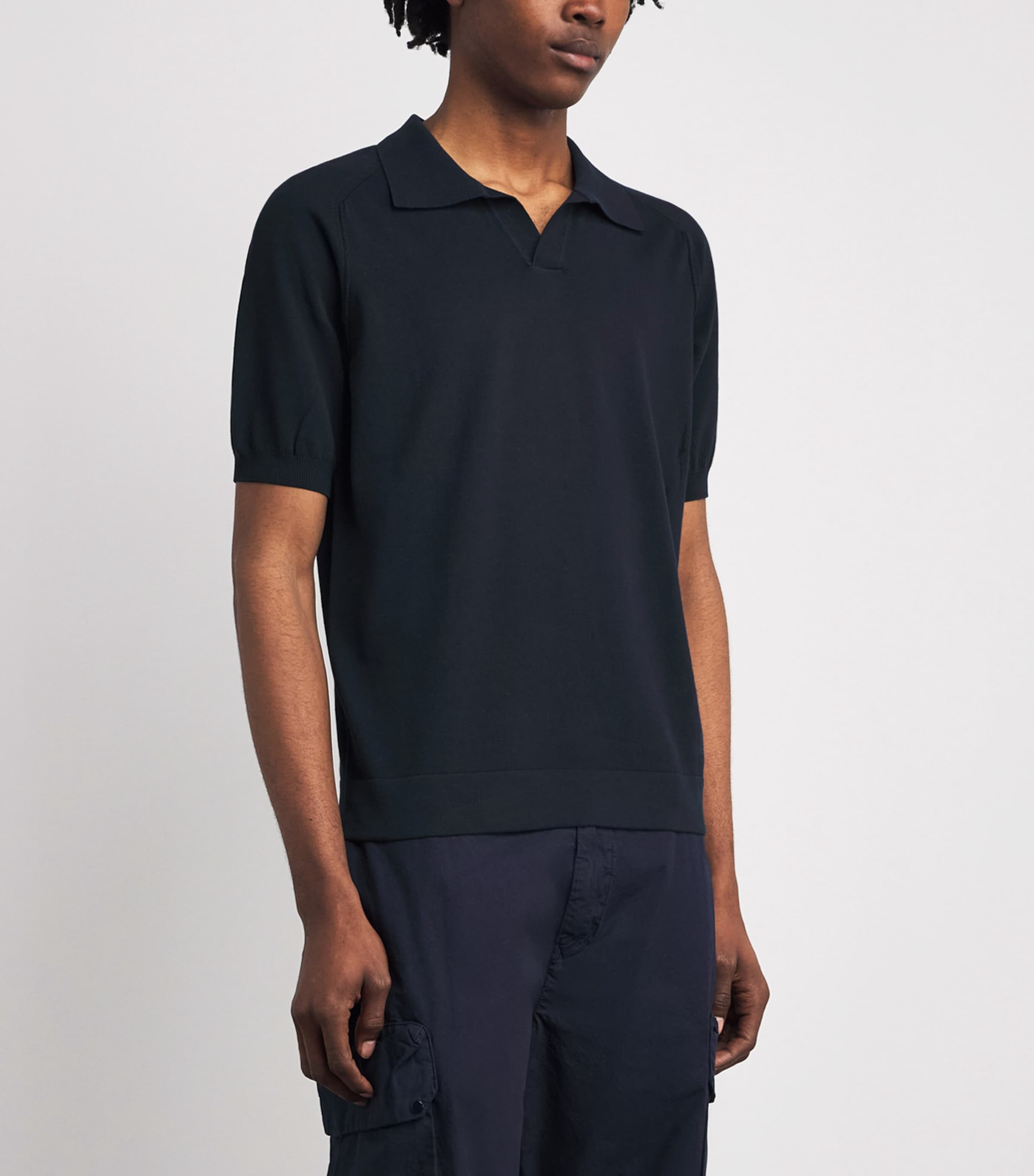 C.P. Company Mens Cotton Crepe Polo Shirt Total Eclipse Image 4