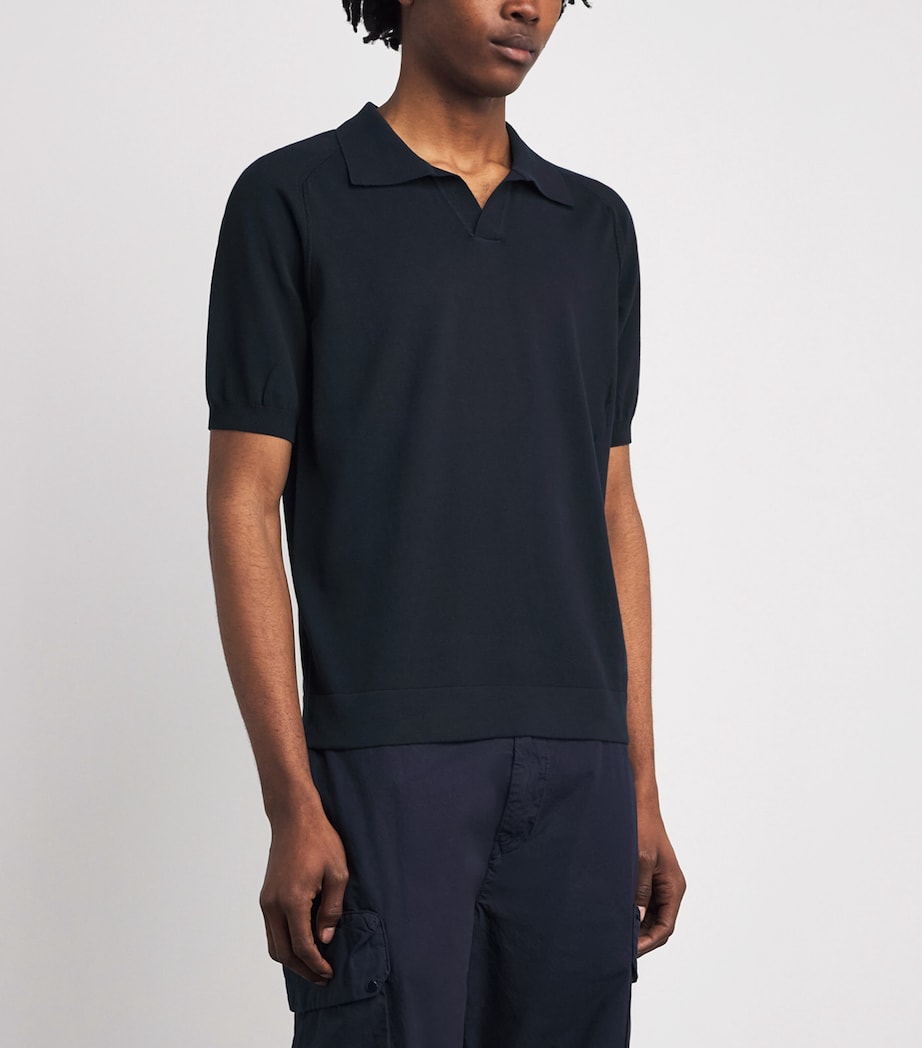 C.P. Company Mens Cotton Crepe Polo Shirt Total Eclipse Image 4